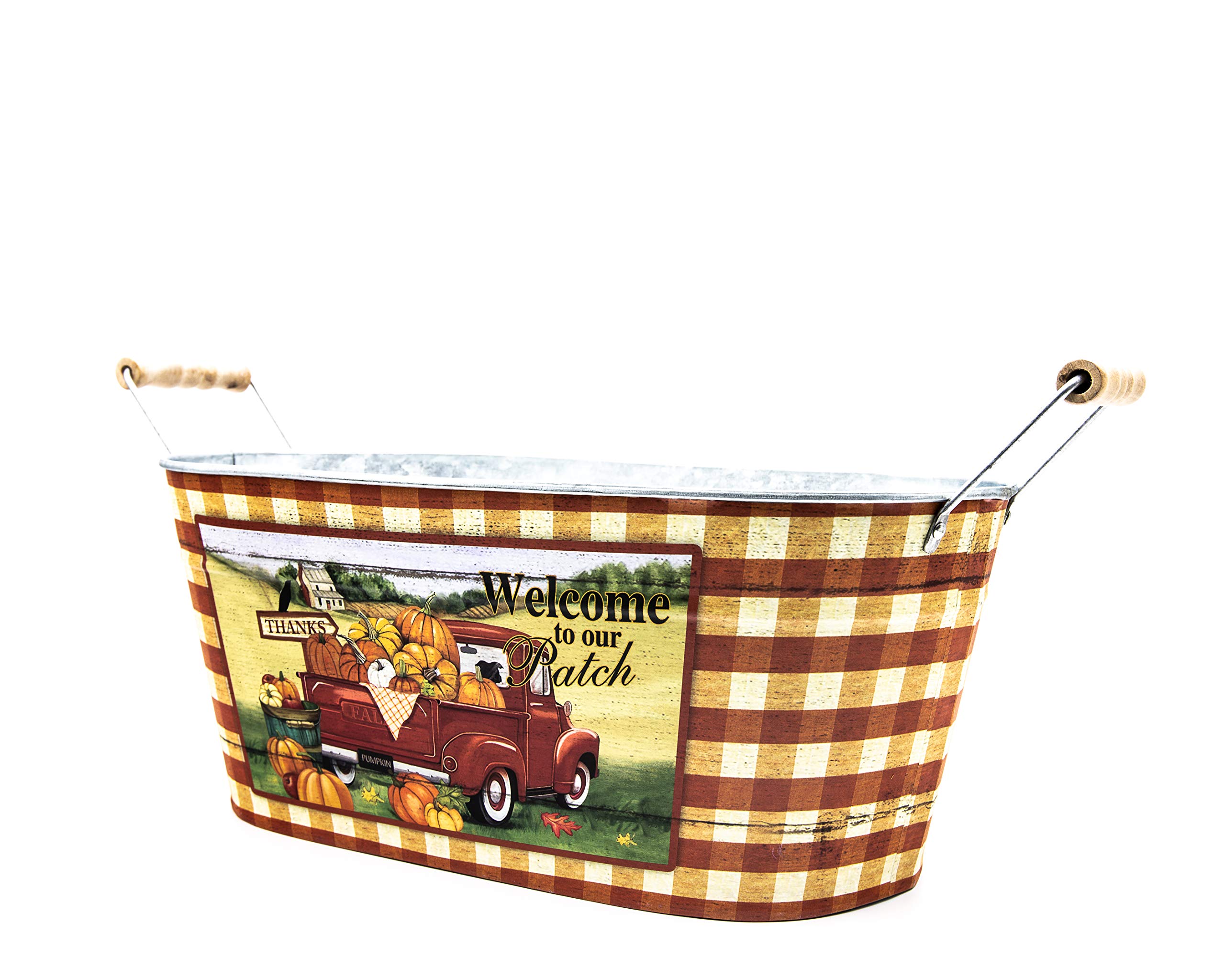 Hills ImportsParks Oval Bountiful Metal Pumpkin Pot '' Welcome to Our Patch'' - 14'' Long - Fall Decor Decoration Items - Farmhouse Style