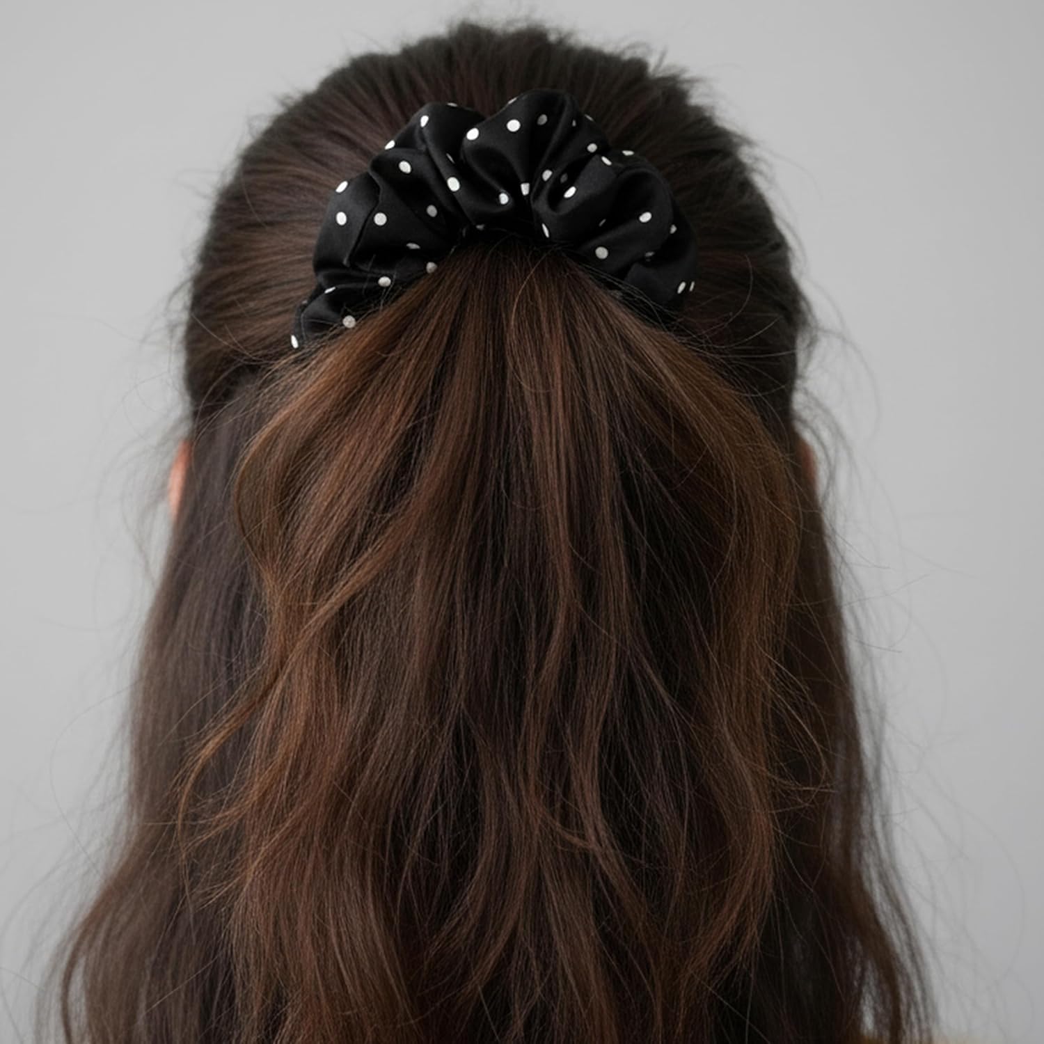 2-Pack Polka Dot Scrunchies - Cream & Black Dotted Pattern | ​​Cute Scrunchies​​, ​​Bridesmaid Gift Boxes​​, ​​Gifts for Women​ image 3