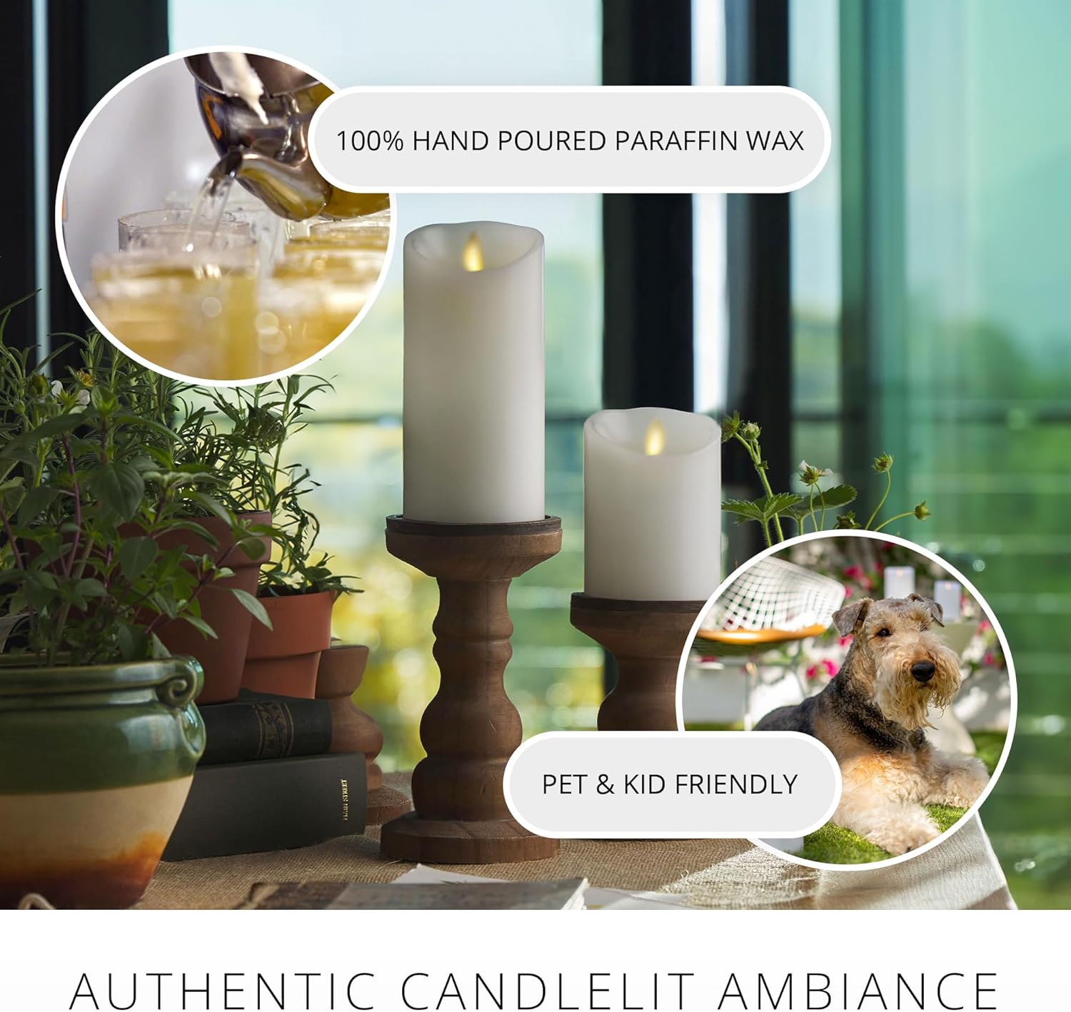 Luminara - Flameless LED Battery Operated Flickering Pillar Candles - White - Pack of 1-3x6.5 - Realistic Moving Flame Real Wax Indoor/Outdoor Decor
