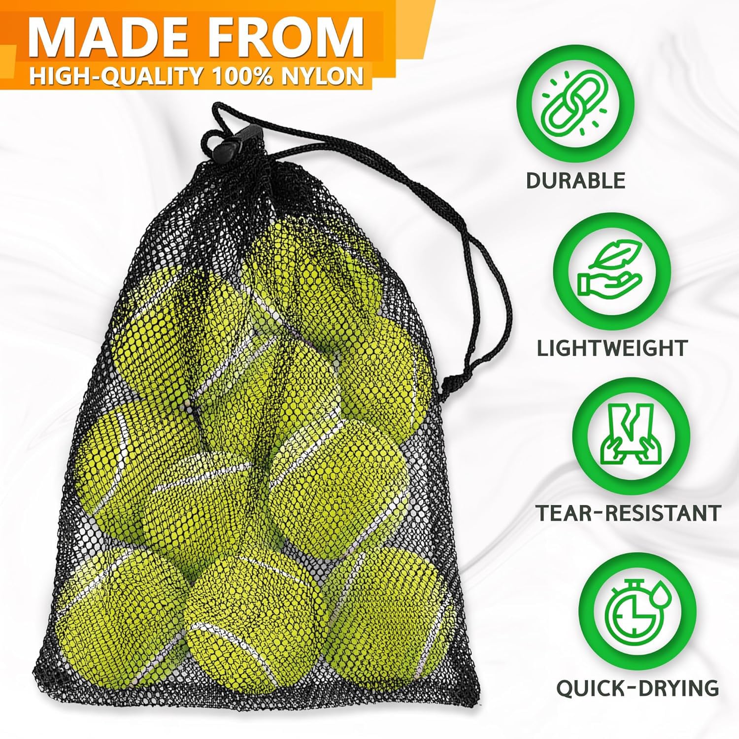 Fitcozi Mesh Drawstring Bags - 5/10Pcs S / 12Pcs M - Swim, Golf Ball, Gym, Tennis Ball, Beach Nylon Net Bag 1