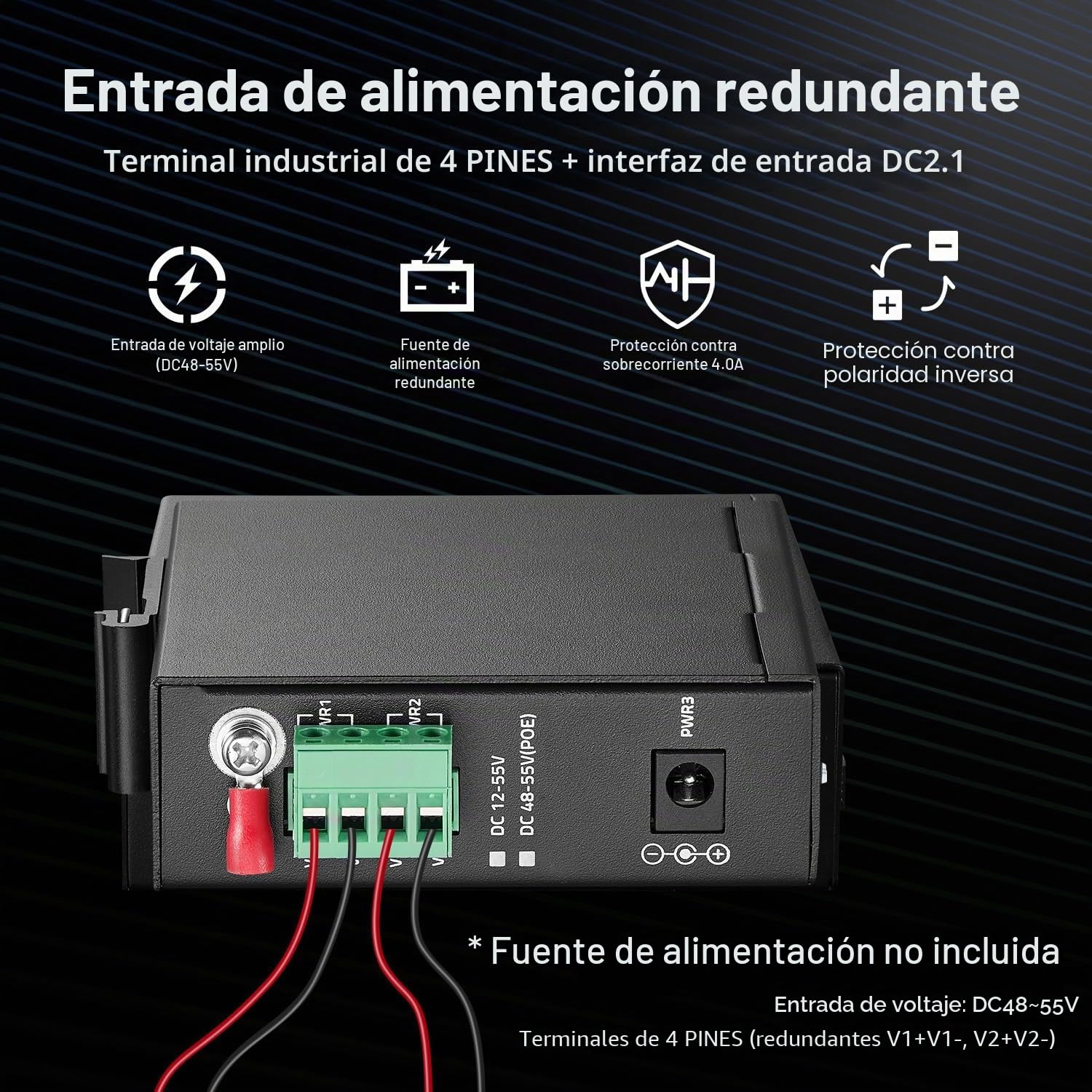 MokerLink Interruptor PoE Gigabit de riel DIN industrial de 6 puertos, 4 puertos PoE de 100/1000Mbps, IEEE802.3af/at PoE+, 1 Gigabit de enlace ascendente, 1 Gigabit SFP, riel DIN de metal y, 6*1G POE