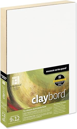 Miniatura 53 de Ampersand Art Supply Panel de pintura de madera: Serie Museo Claybord, 6 "x 6", 3/4 "Perfil acunado Perfil con cuna de 3/4
