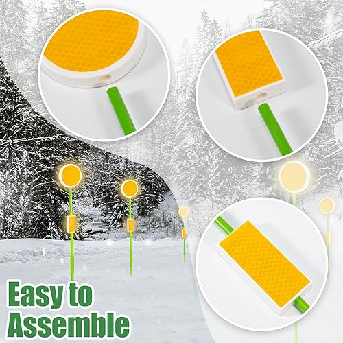 Miniatura 6 de Marcadores reflectores de entrada, marcadores reflectantes profesionales para arado de nieve, reflectores de doble cara de poste de fibra de vidrio