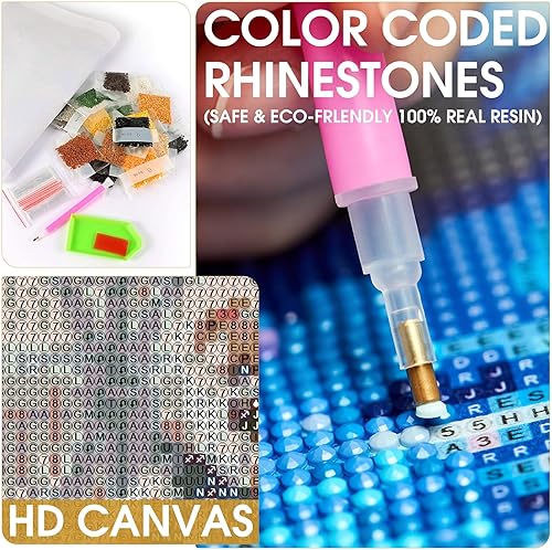 Miniatura 11 de Bimkole Kits de pintura de diamantes 5D de elefante, taladro completo, puesta de sol, animales, diamantes de imitación, juego de bordado de pintura