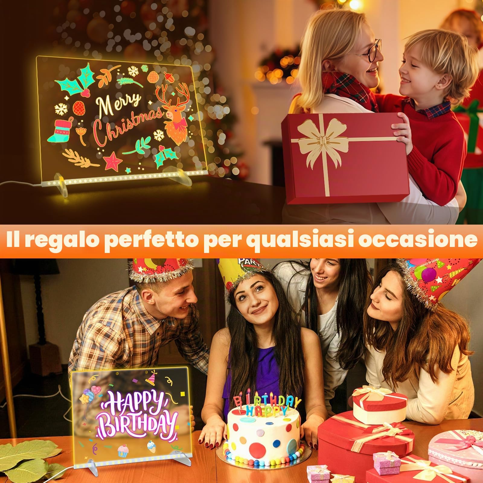 Ortizan Lavagna Luminosa per Disegnare, Lavagna Luminosa Bambini, 35x25 cm 13 modalità di luce, incluso adattatore, supporto e catena per appendere, Regalo Creativo per Fidanzata,Mamma,Papà Festività