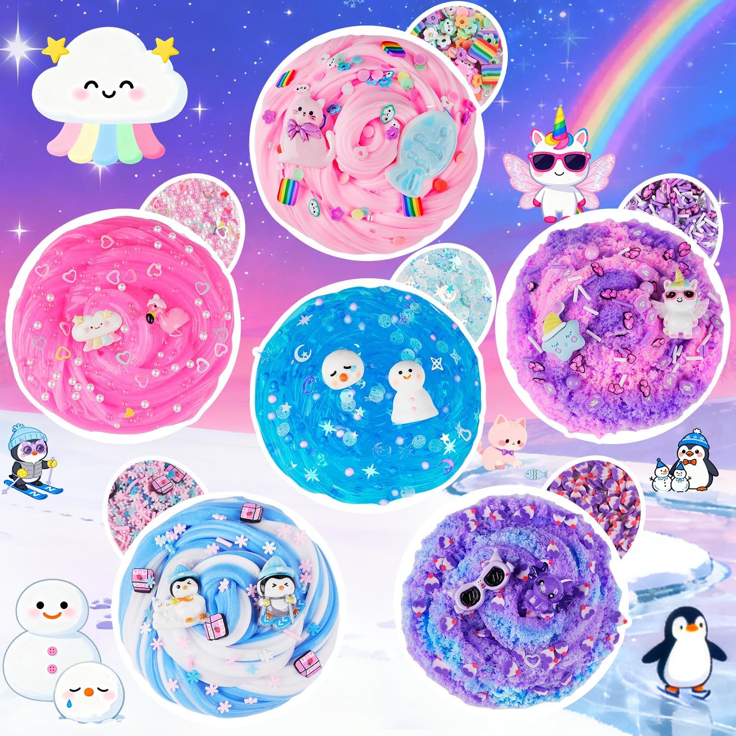 6 Pack Slimes, Slime for Kids Animal Wonderland, Butter Cloud Slime kit for Girls Ages 8-12, Toys for Girls and Boys, Birthday Halloween Christmas Party Favors for Kids Goodie Bag Stuffers