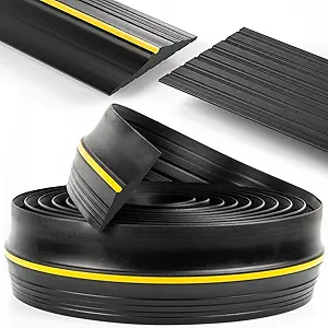 20ft Garage Door Seal - Garage Door Bottom Seal - Garage Door Weather Stripping - PVC Rubber - Garage Door Threshold Seal - Safe & Visible Garage Door Threshold - Antislip Design - Excellent Adhesion