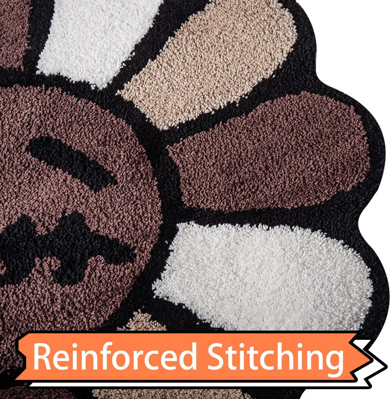 Trippy Flower Rug Cool Bathroom Rugs 2FT Gothic Brown Bath Mat Tufted Extra Soft Water Absorbent Quick Dry Bathroom Mat Non Slip Halloween Skull Horror Decor Carpet (Brown,2x2FT)