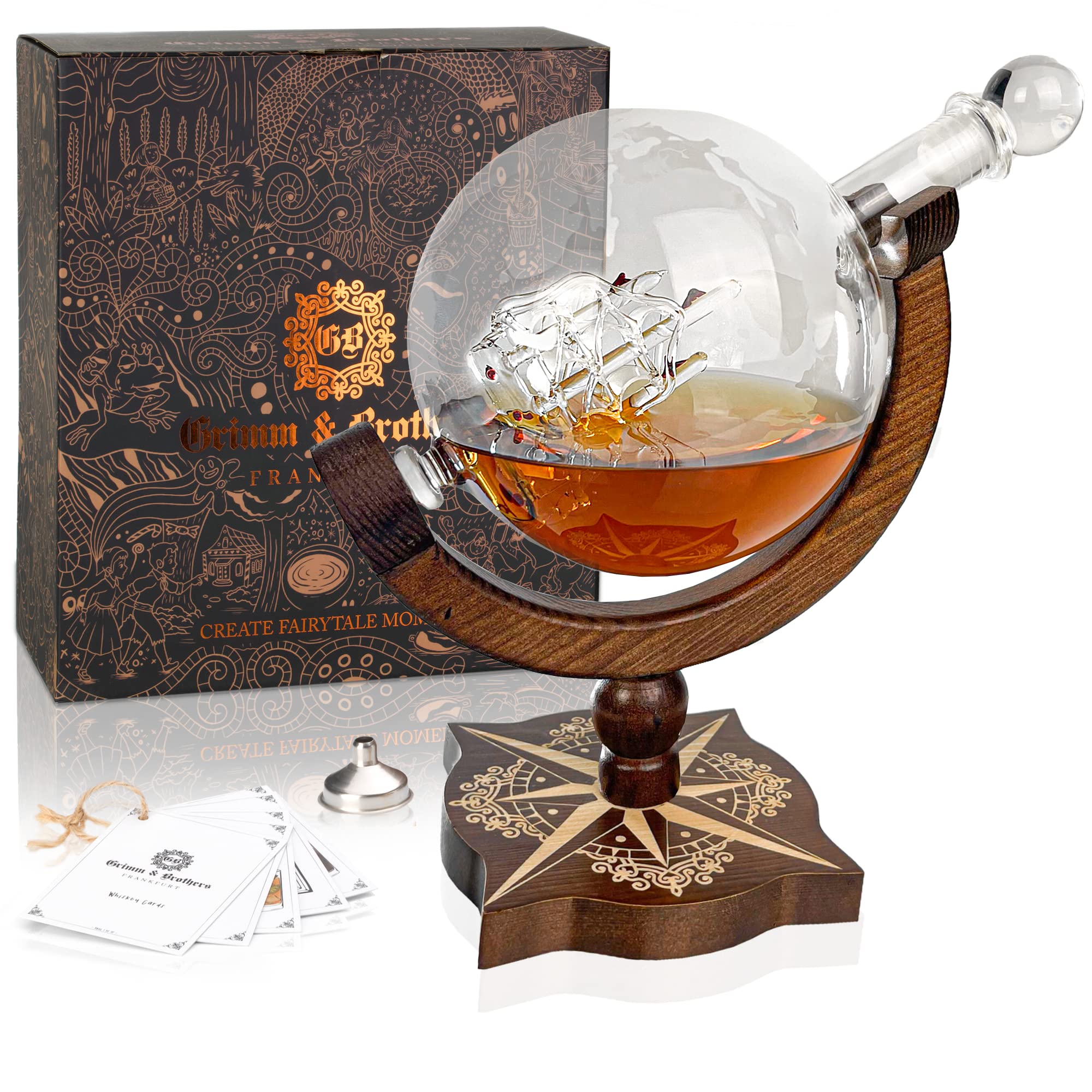 Grimm & Brothers: Caraffa per whisky da 850 ml con biglietto di auguri – accessorio per whisky – whiskey – accessorio da whisky – whisky decanter - whiskey decanter – decanter per whiskey