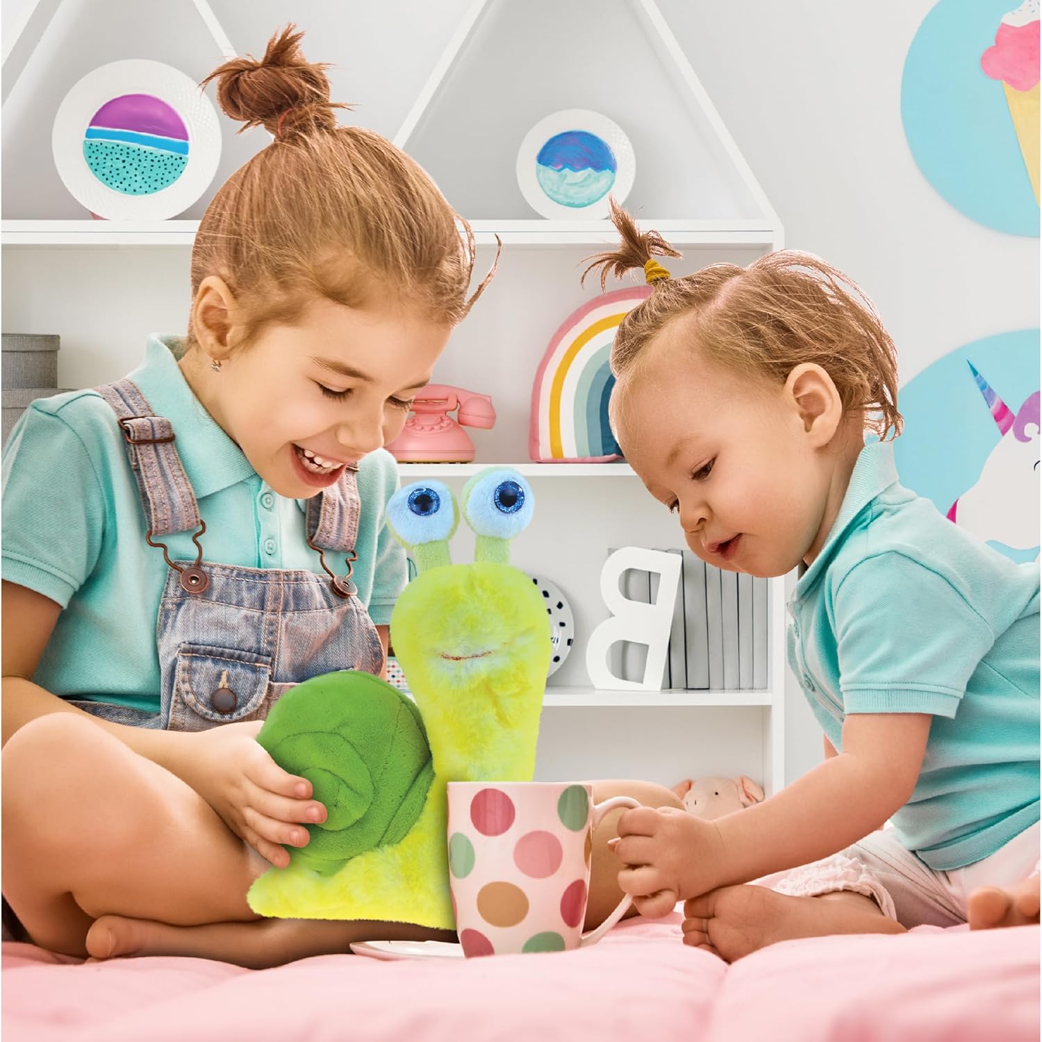 DolliBu Plush Snail Stuffed Animal - Soft Plush Huggable Big Eyes Yellow Snail, Adorable Playtime Land Snail Plush Toy, Cute Wild Life Cuddle Gifts for Kids & Adults - 9 Inch - Image 5