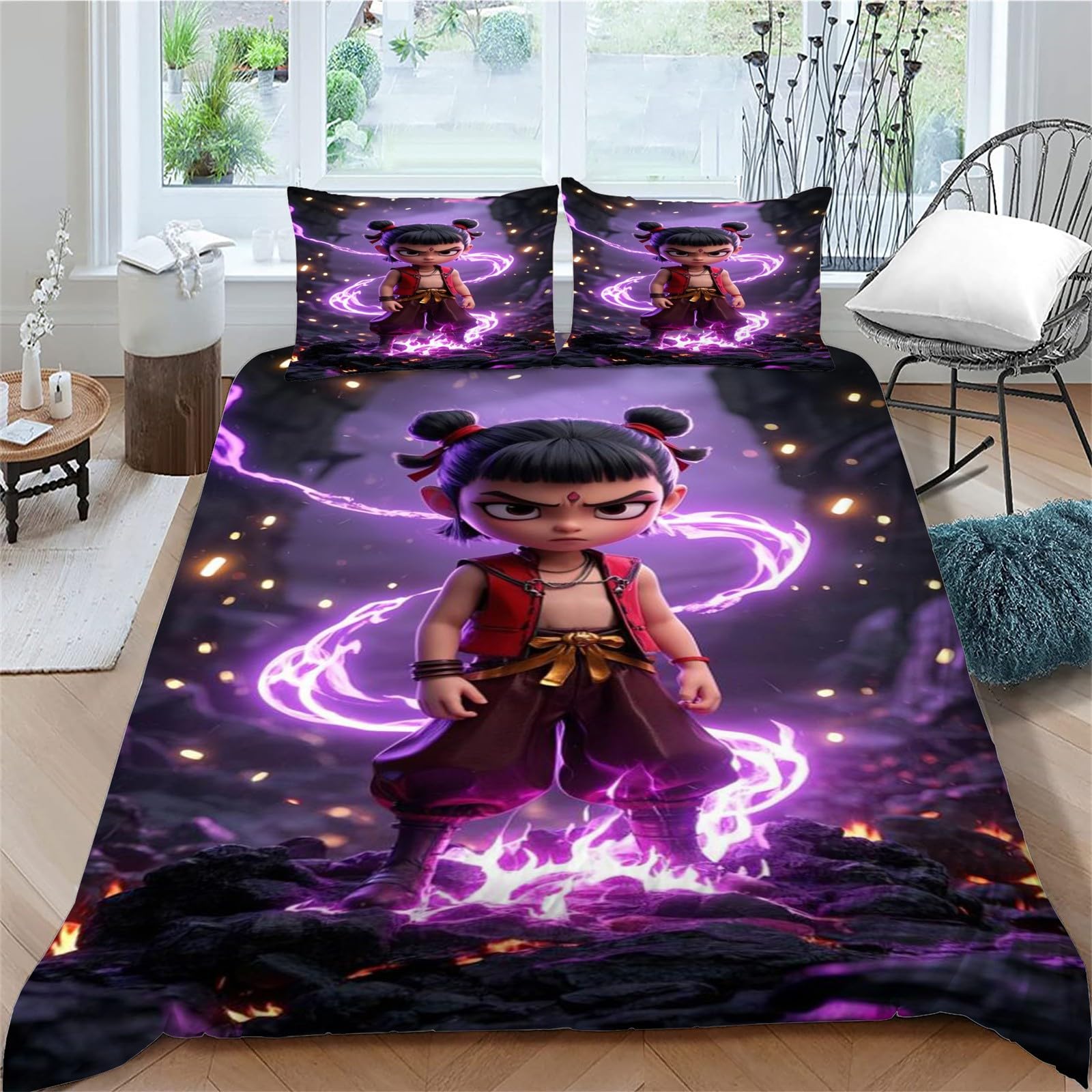 Housse de couette 220x240 noir linge de lit microfibre avec fermeture éclair et taies