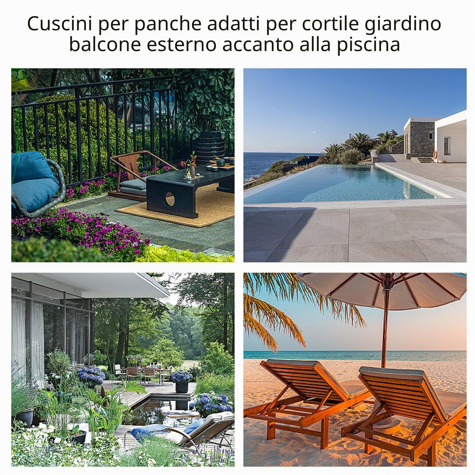 Cuscino per Sedia a Sdraio da Giardino 155 x 48 x 8 cm - Imbottito in Finta Lino per Divano, Rattan e Chaise Lounge