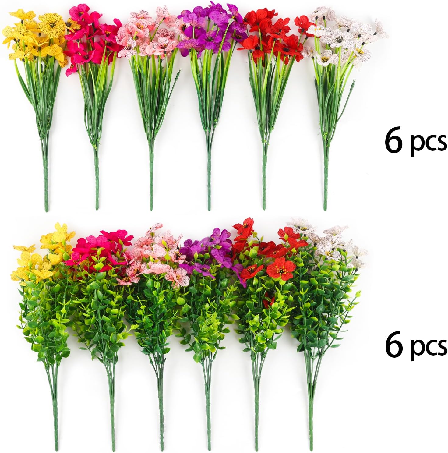 MACTING Artificial Flowers for Outdoors 12 Bundles Faux Outdoor Plants UV Resistant Fake Plastic Flowers No Fade for Planters Patio Porch Garden Home Indoor Outside Summer Decorations(Mix Color-2) - Image 6