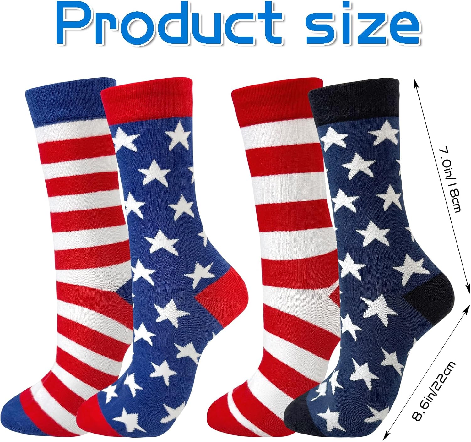 QLINLEAF 2 Pack American Flag Socks for Men Women Patriotic USA Stars Stripes Novelty Sock Patriotic 4th July Day Gifts - Image 5