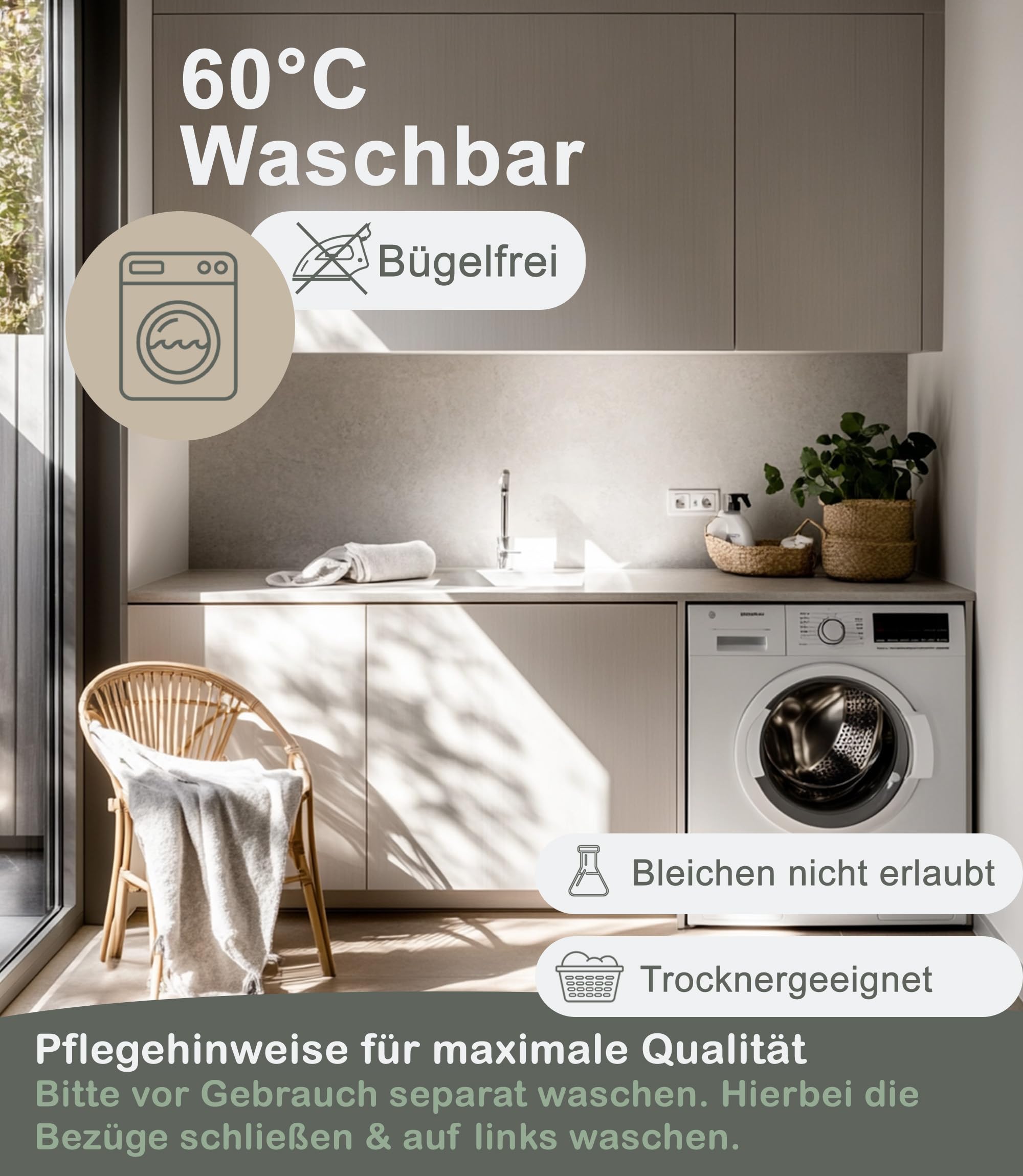LINKHOFF Renforce Bettwäsche 135x200 Baumwolle 4teilig - Grün mit Blumen 2 Bettbezüge + 2 Kissenbezüge - Grüne Sommerbettwäsche kühlend & bügelfrei - Olivgrün Blätter u. Zweige – Sommer