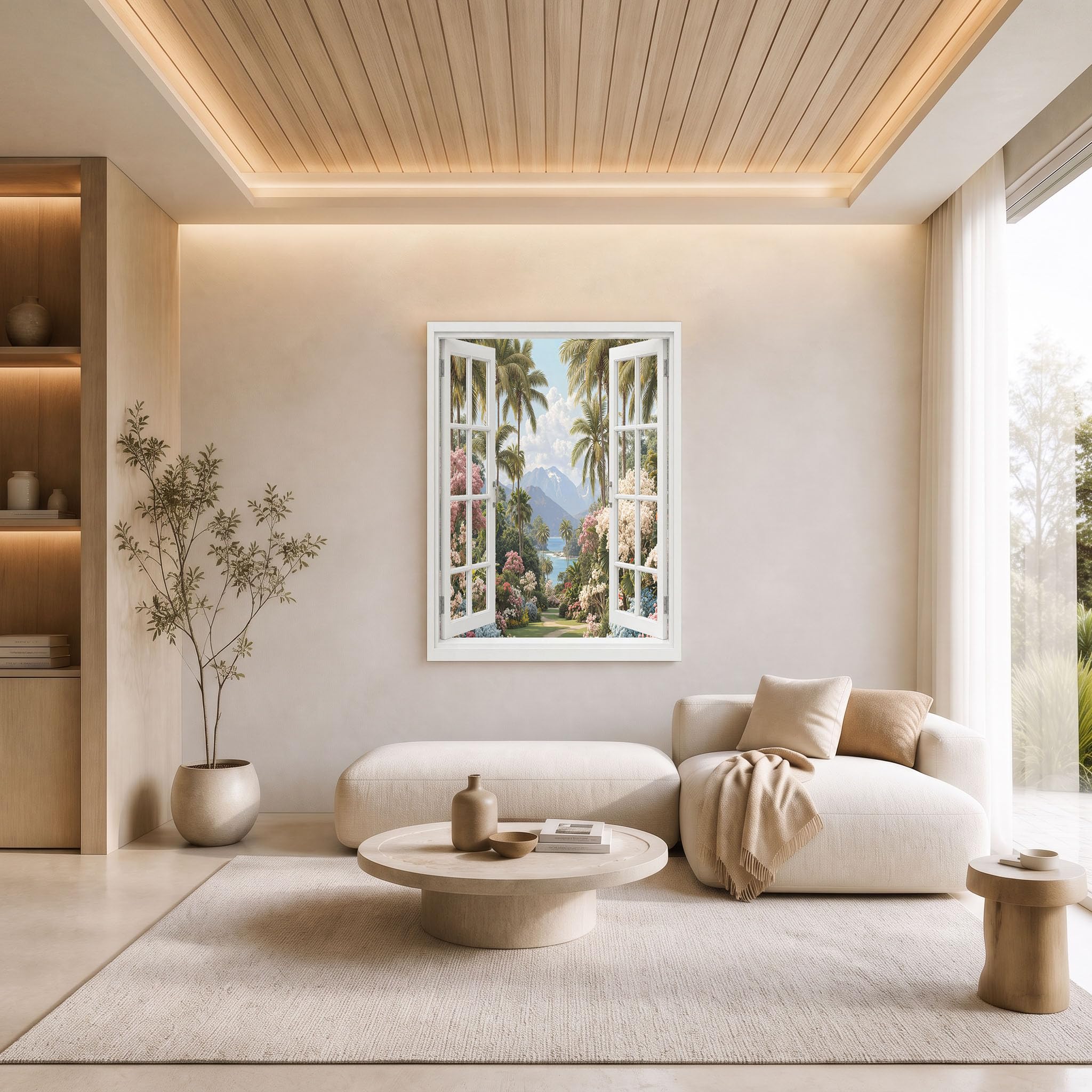 Tableau Decoration Murale Salon Paysage Jardin Tropical 80x120cm Sans Cadre Impression sur Toile Palmier Rétro Jungle Decoration Murale pour Chambre, Salle à Manger, Couloir et Bureau, Vert Émeraude