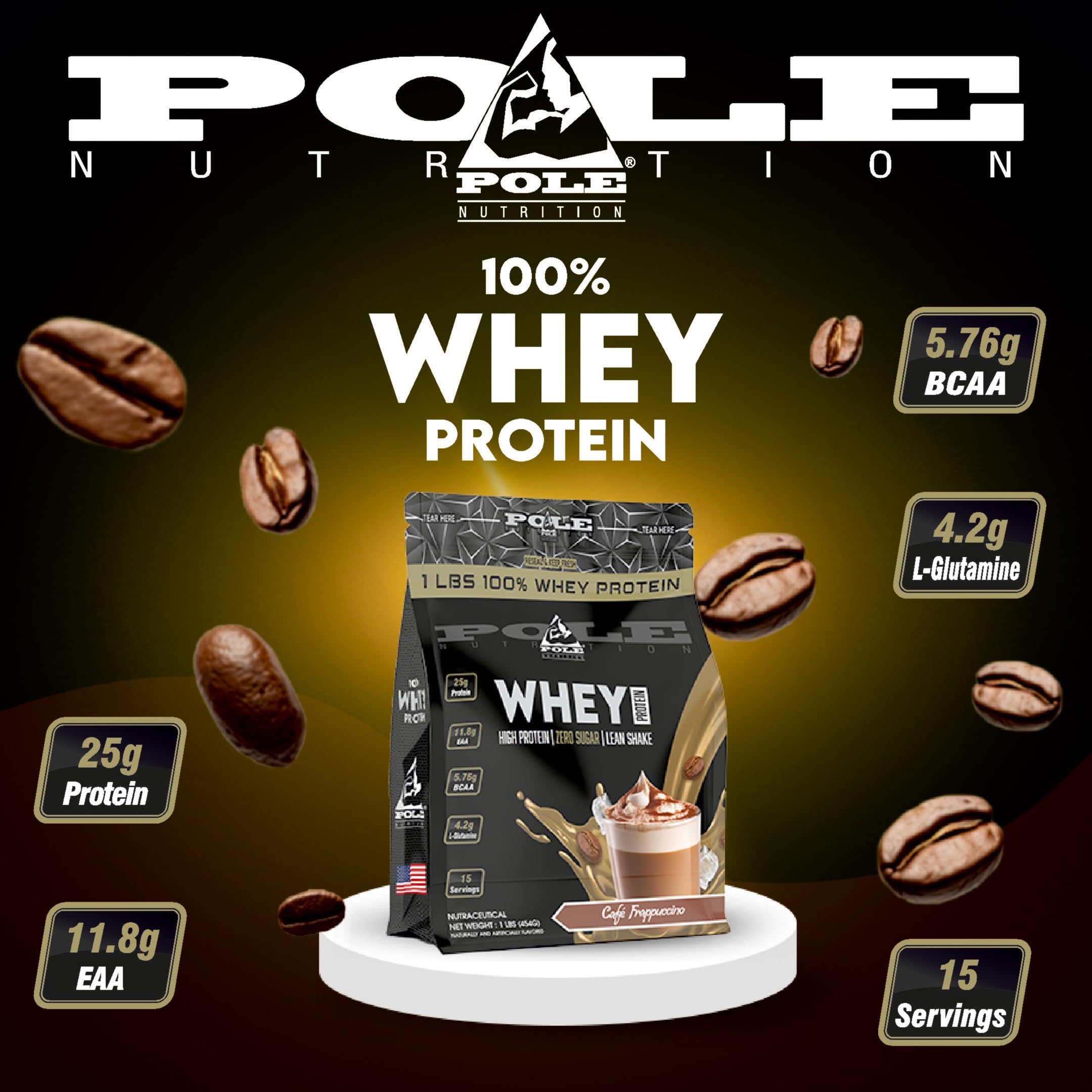 Pole Nutrition Whey Protein | Lean Muscle Shake | High Protein, Zero Sugar | 1 Lbs (454g) | Supports Recovery & Muscle Growth (1 lbs, TIRAMISU CAKE) — Amazon image 3