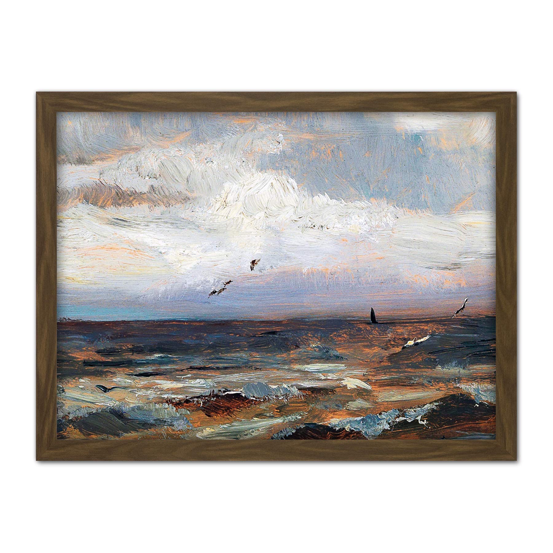 Artery8 Florian On The North Sea Waves Seascape Painting Artwork Framed Wall Art Print 18X24 Inch