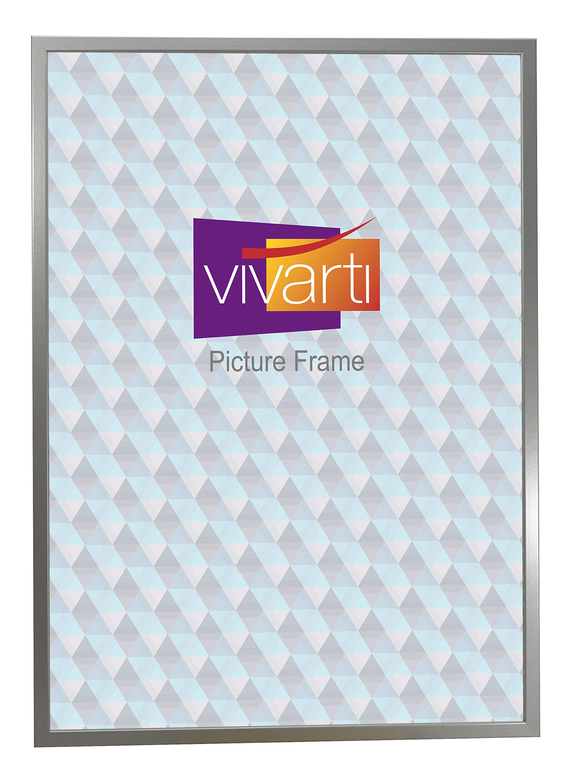 Vivarti Silver Finish Thin Silver Picture Frame (Poster Size, 61 X 91.5 Cm) Portrait Or Landscape Photo Frame With Clear Styrene Sheet & Wall Mounted Hook For Photos, Pictures, Posters, Decor, Certificate Frame
