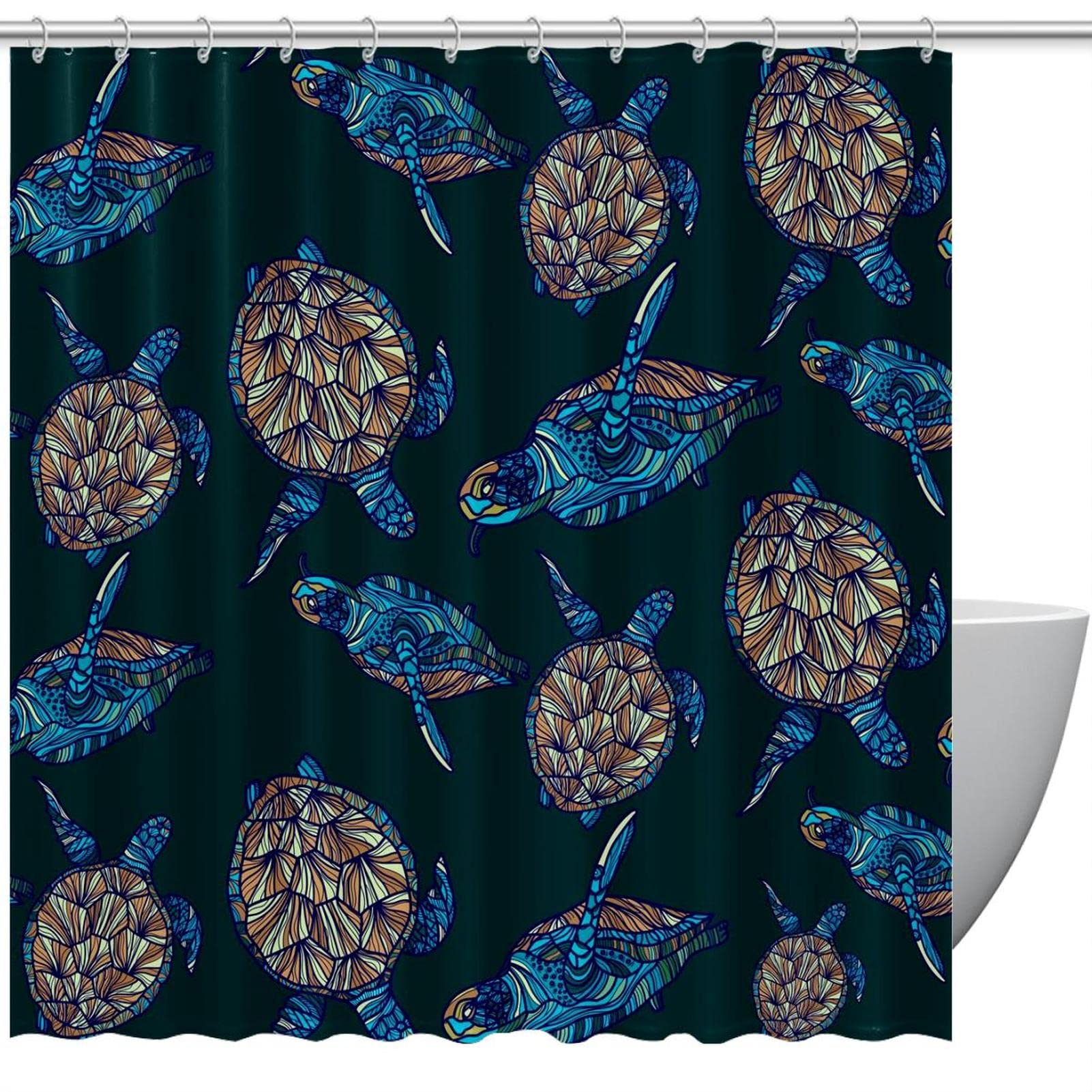 Rideau de douche tortue marine 168x183 cm pour la salle de bain