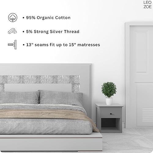 Miniatura 5 de Sábana bajera ajustable de alta calidad, color gris, Queen (60 x 80 pulgadas), 95% algodón orgánico, 5% hilo plateado, cable de tierra mejorado de