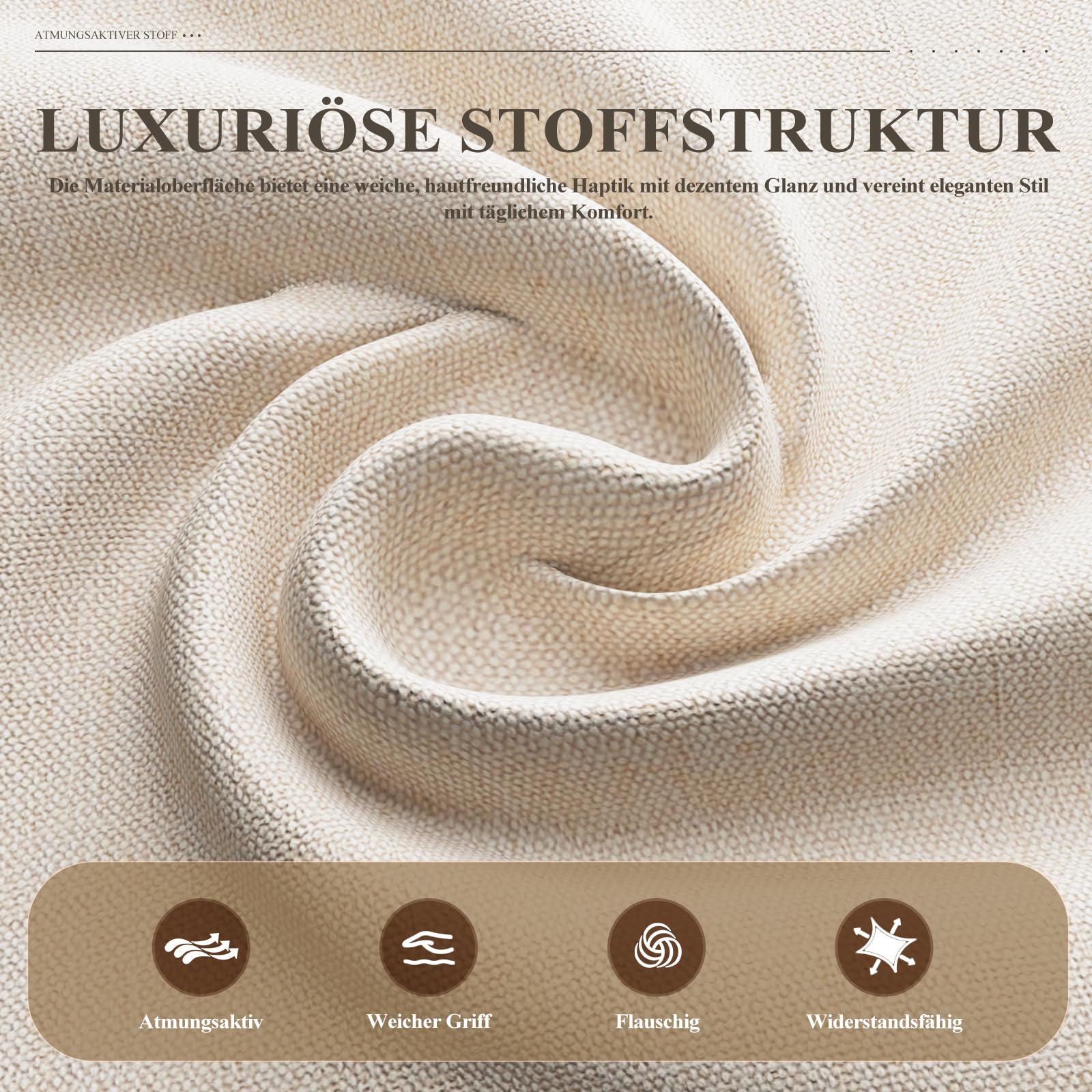 COLAMY Esszimmerstühle 2er Set, Polsternder Stühle Esszimmer mit Rückenlehne, Küchenstühle Gepolstert, Stoff Dining Chairs Holzbeinen für Esszimmer, Küche, Restaurant, Beige