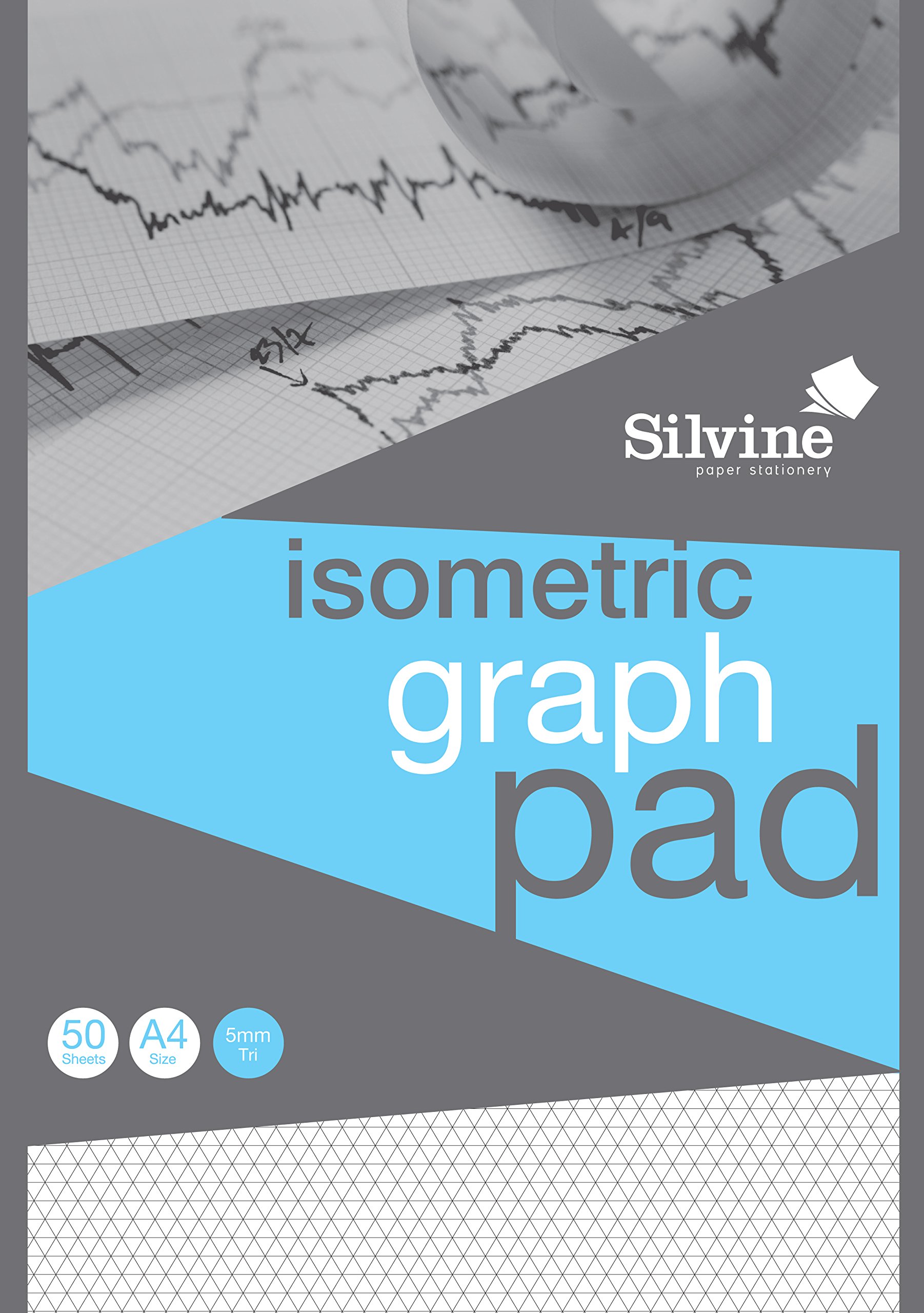 A4 Professional Graph Pad. 50 Sheets of Quality 90gsm Paper, Printed Isometric Grid