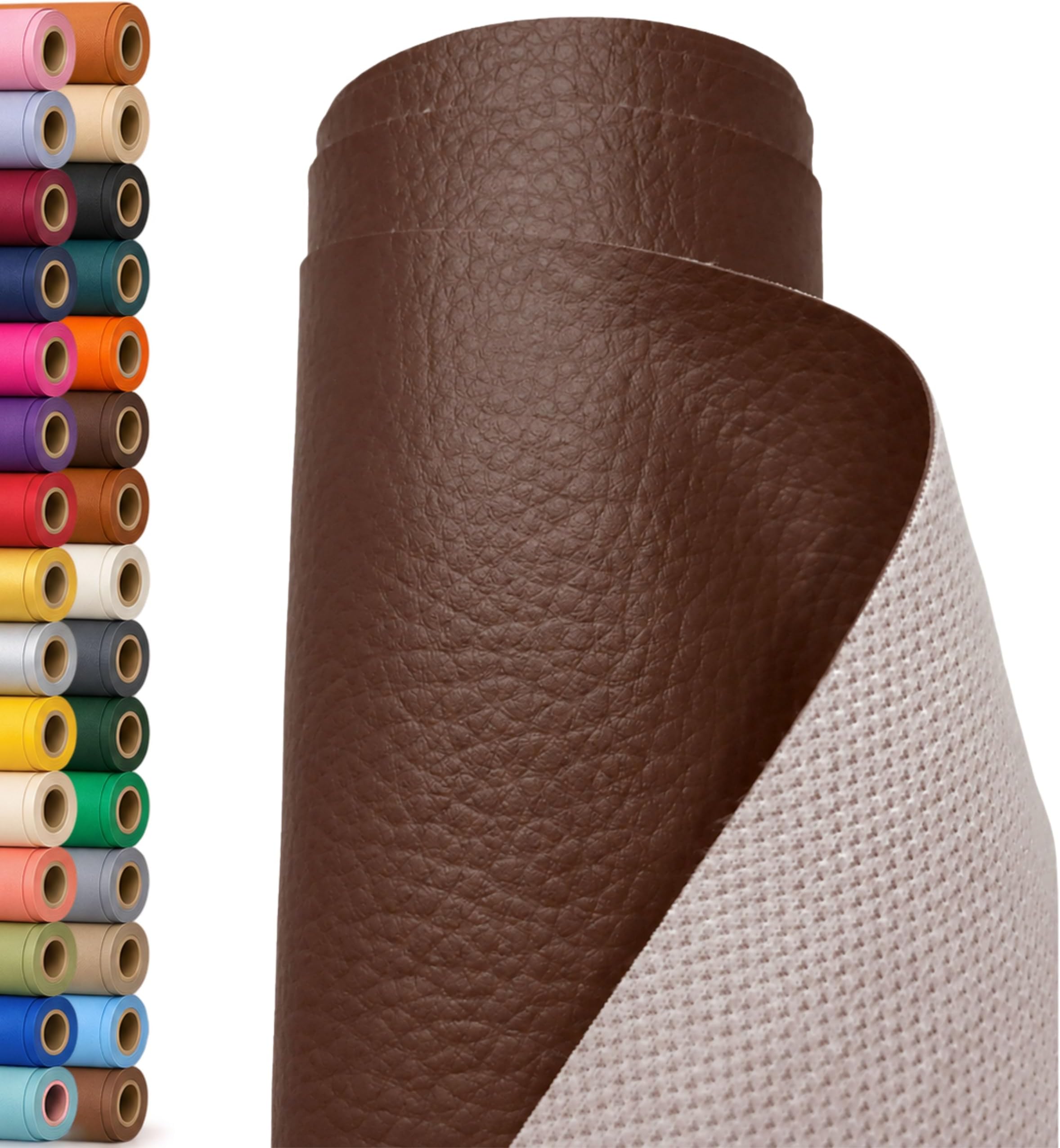 A-Express Grained Faux Leather Fabric Waterproof Heavy Duty Leatherette Vinyl Leathercloth Upholstery Textured Material - Brown Half Metre 50cm x 140cm
