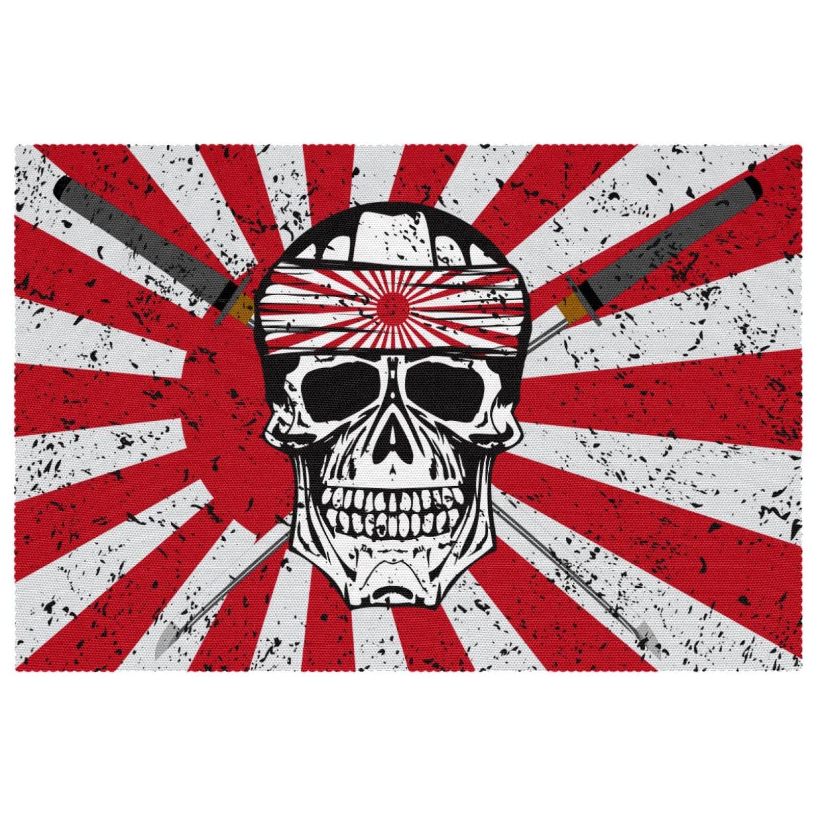 Set de table anti-chaleur lot de 6 protections lavables motif crâne japonais