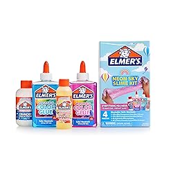 Elmer’s Neon Sky Slime Kit, Slime Supplies Include Transparent Color Liquid Glue, Crunchy Slime Activator, Cherry Limeade Slime Activator, 4 Count
