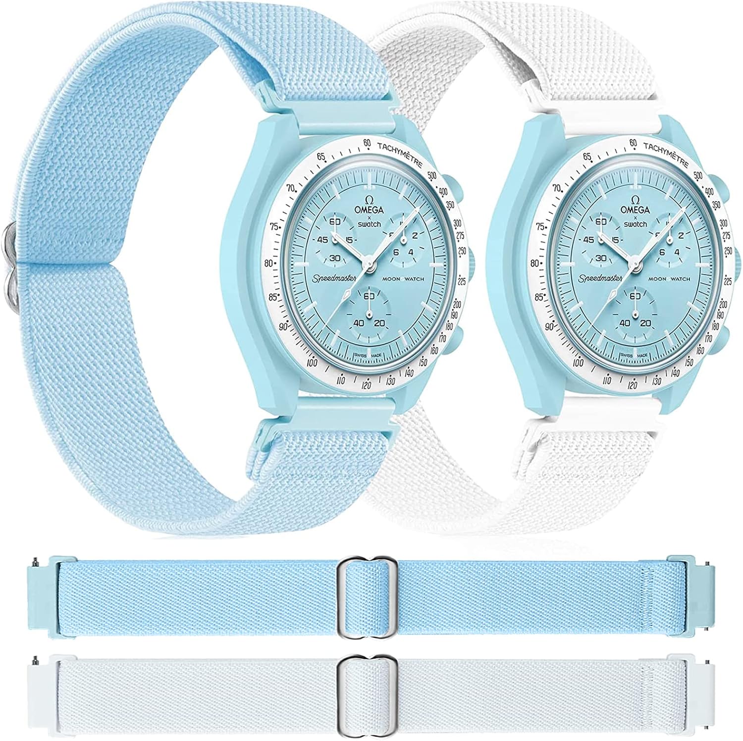 Miimall Pack of 2 Nylon Strap Compatible with Omega x Swatch