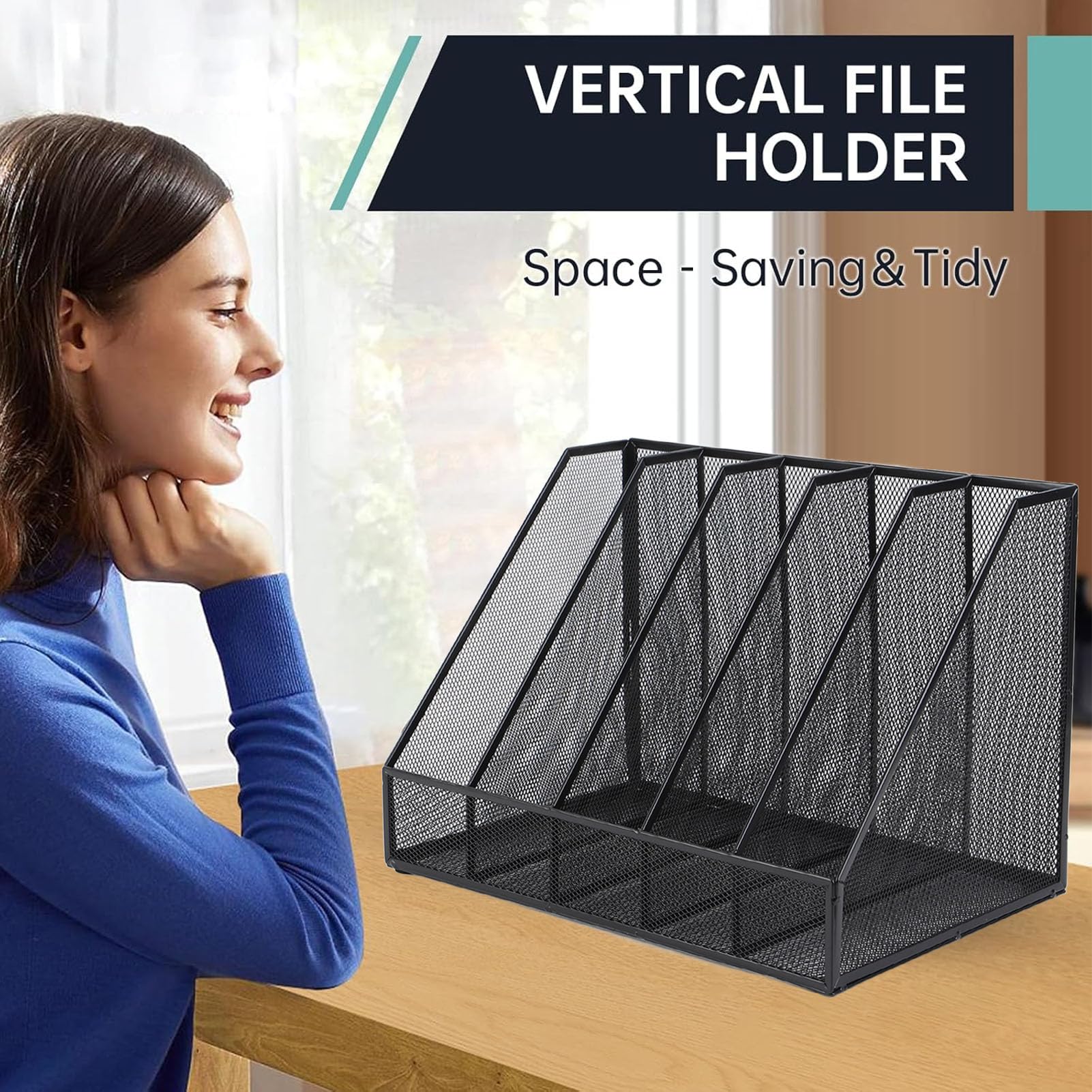 Naroote Portadocumenti da Scrivania Verticale a 5 Scomparti, Organizer da Scrivania in Rete di Ferro con Ampie Aperture, Leggero e Facile da Spostare, Adatto per la Scuola, l'