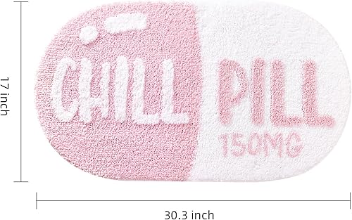 Miniatura 2 de FROZZUR Crazy Pill - Tapete de baño amarillo antideslizante para baño, de forma linda, tapete preparatorio para bañera, tapete de felpa lavable,