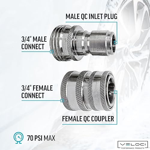 Miniatura 4 de MTM Hydro Adaptador de manguera de jardín de 4 piezas, kit de accesorios de conexión rápida de 34 pulgadas, acoplamientos y conectores de alta