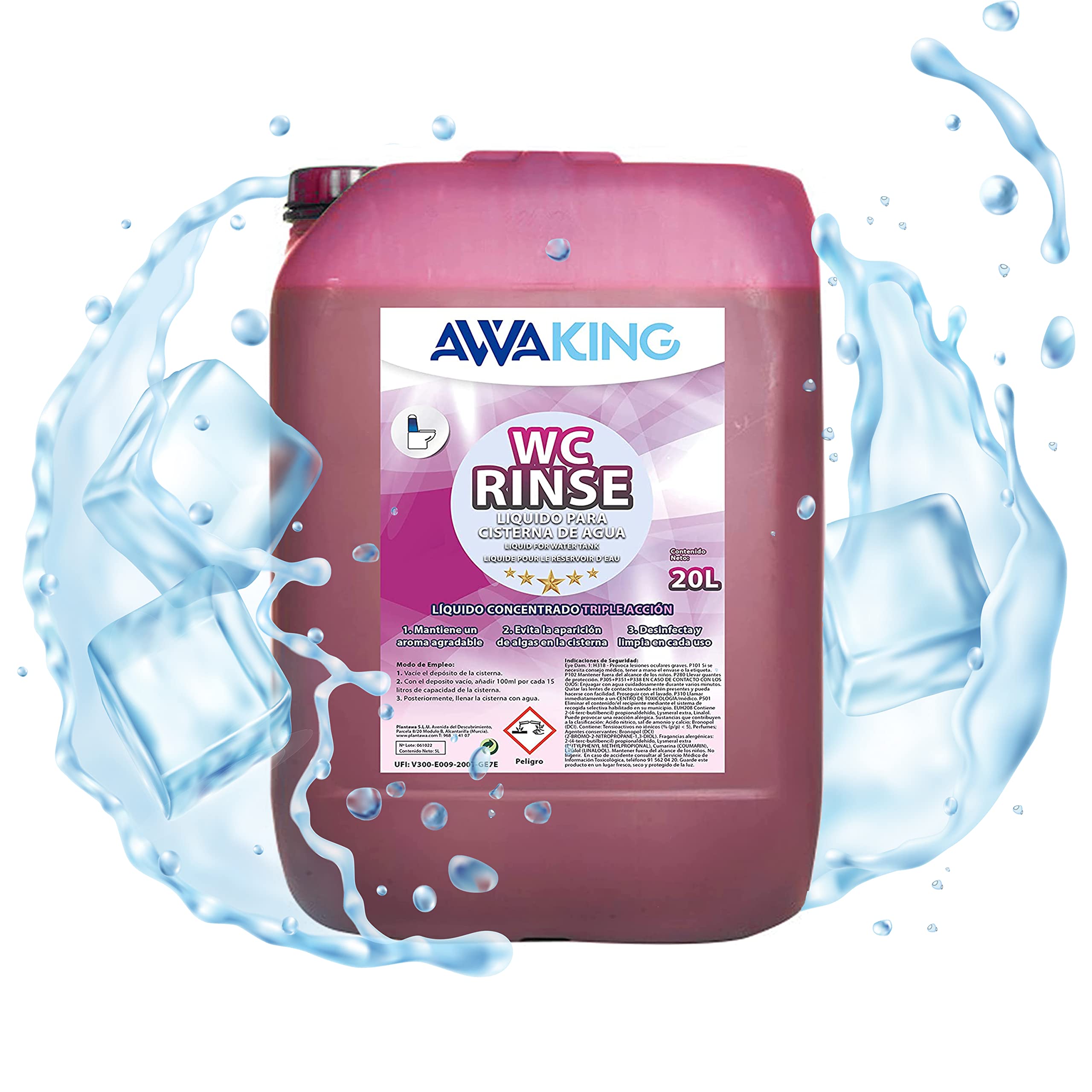 PLANTAWA Líquido WC Químico Rinse AWAKING 20 L, Aditivo Cisterna Aguas Limpias, Higieniza y Limpia la Taza del WC Portátil, Aromatizante