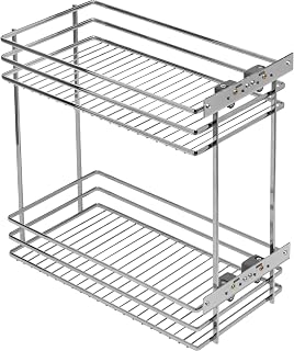 GTV Apothekerauszug MOVIX für 300mm Schrank, Auszugskorb mit 2 Etagen, 15 kg Tragkraft, Seitenmontage, Tiefe 478 mm, Stahl verchromt (ohne Führungsschienen)