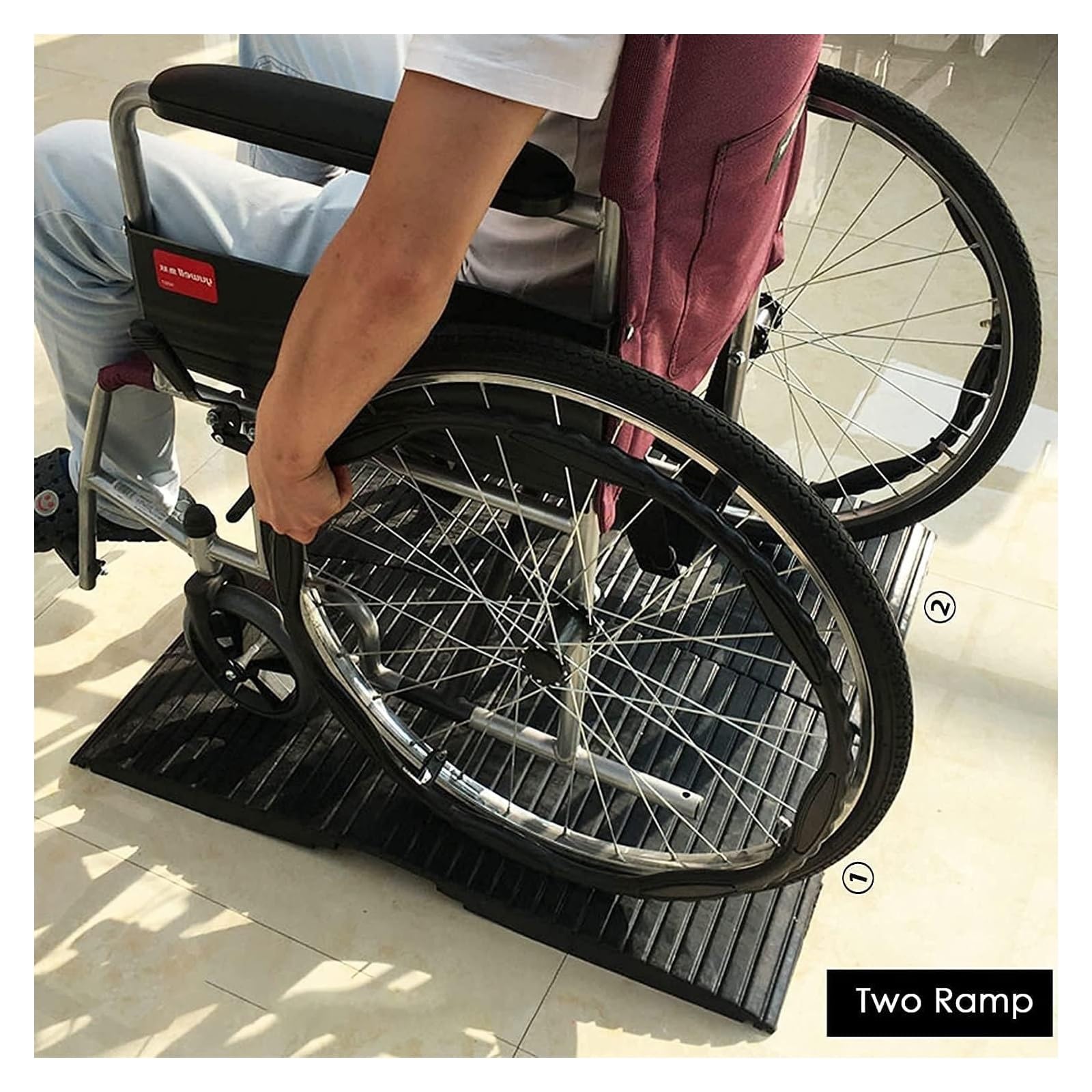 Rampa de Goma para bordillo, Rampa for Silla de Ruedas, portátil, Antideslizante, con umbral de Goma, for sillas de Ruedas/andadores, for Scooters y Personas con discapacidad.(38x90x7cm)