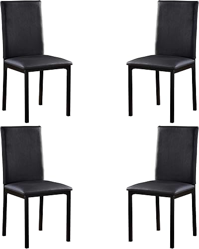 Lexicon Malaya - Silla de comedor de piel sintética (juego de 4), color negro