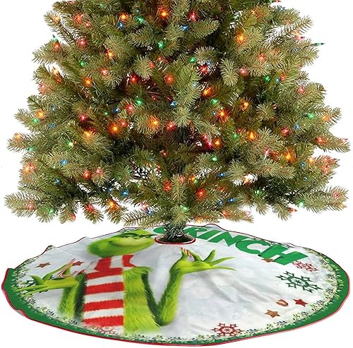 Miniatura 5 de Falda de árbol de Navidad de 36 pulgadas, divertido monstruo verde de dibujos animados, tapete para decoración de fiestas, adornos de vacaciones,