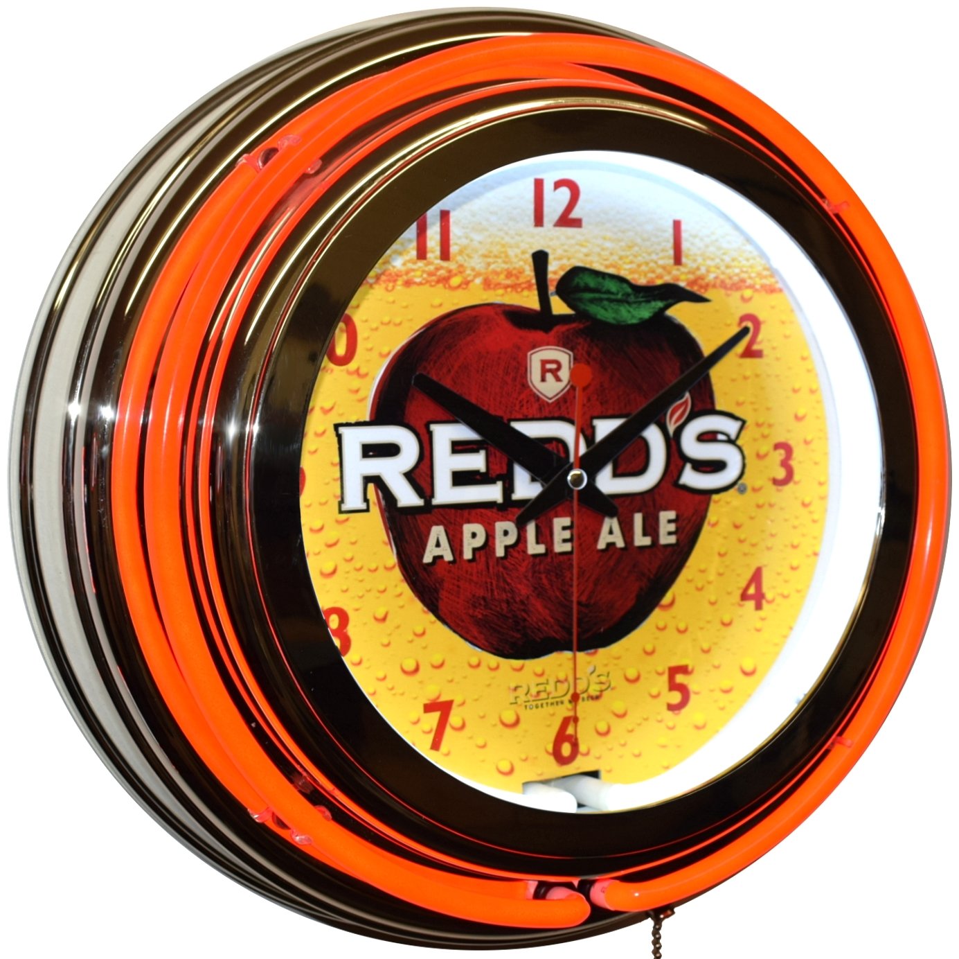Redd's Apple Ale Beer Logo Red Double Neon Advertising Clock Man Cave Bar Decor