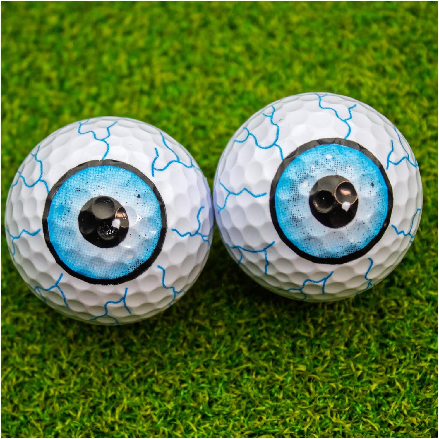 GBM Blue Eyeball Golf Balls – Halloween Themed Golf Balls with Detailed Eyeball Design for Tournaments, League Play and Spooky Gifts, 12-Pack