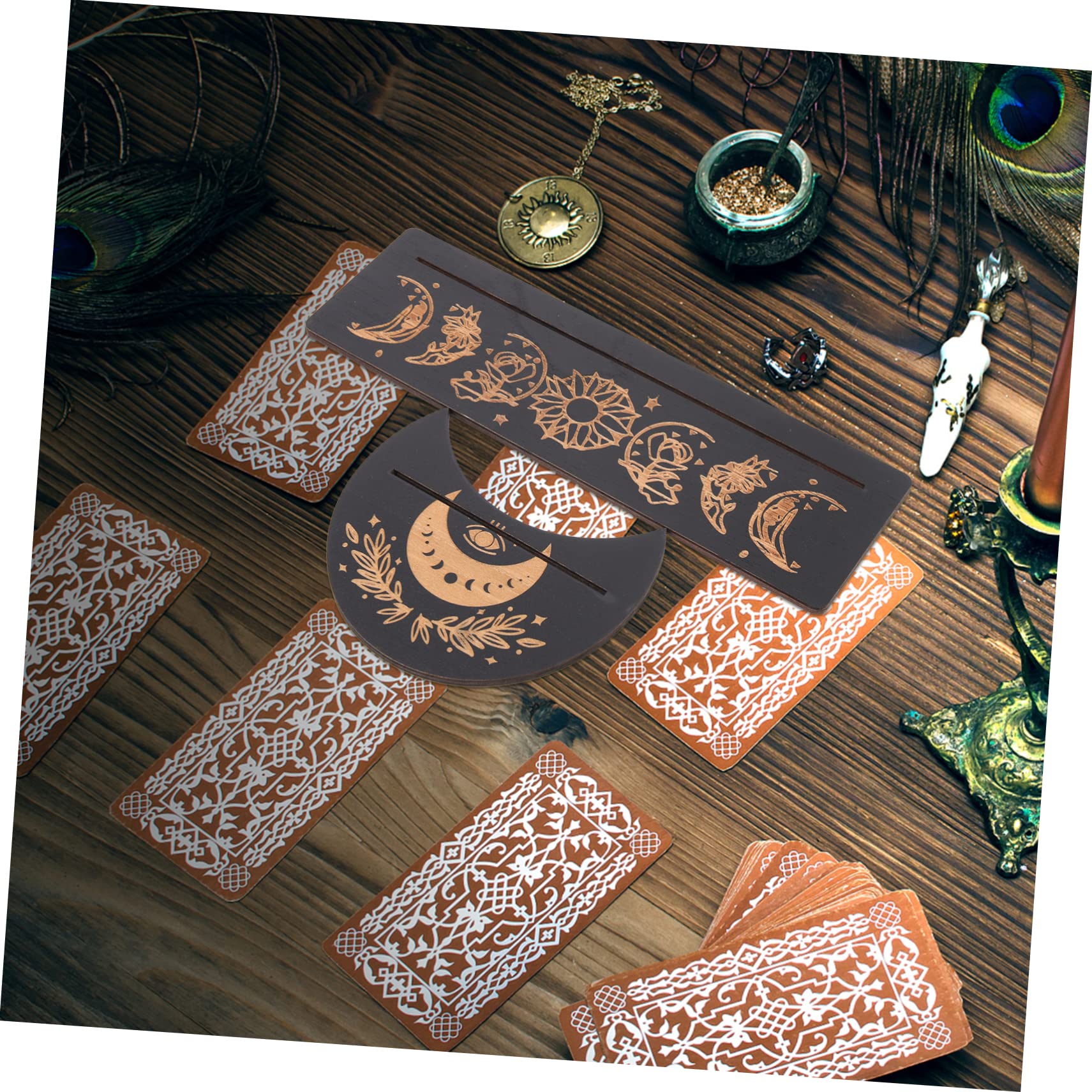 Cabilock 5 Juegos Tarjetero Rectangular De Madera Bandeja Expositora De Cartas Del Tarot Soporte Del Altar Del Tarot Decoración Para Cuarto Soporte De Exhibición Decoración De Manos Black