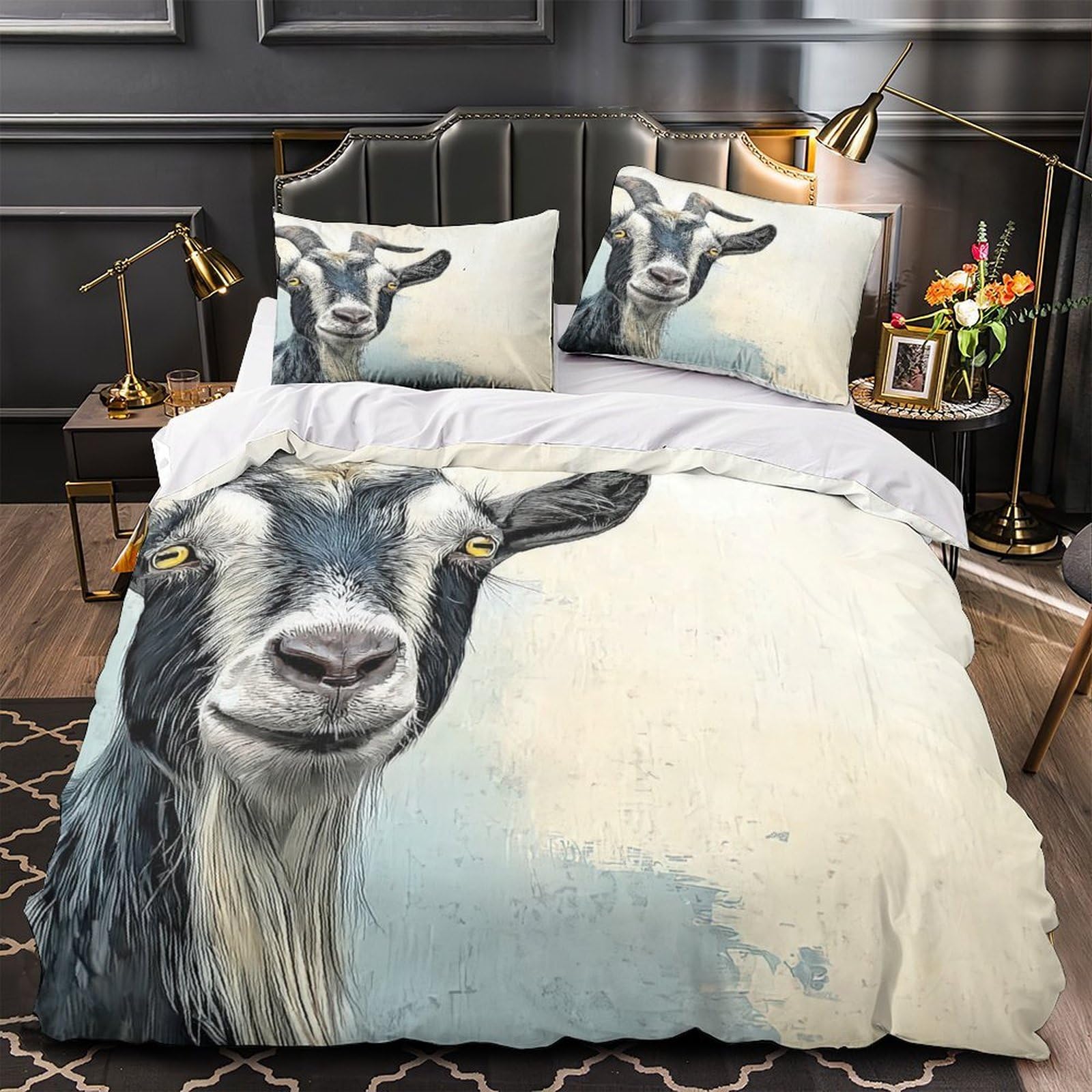 Housse de couette chèvre 135x200抗皱微纤维亲肤单人床品