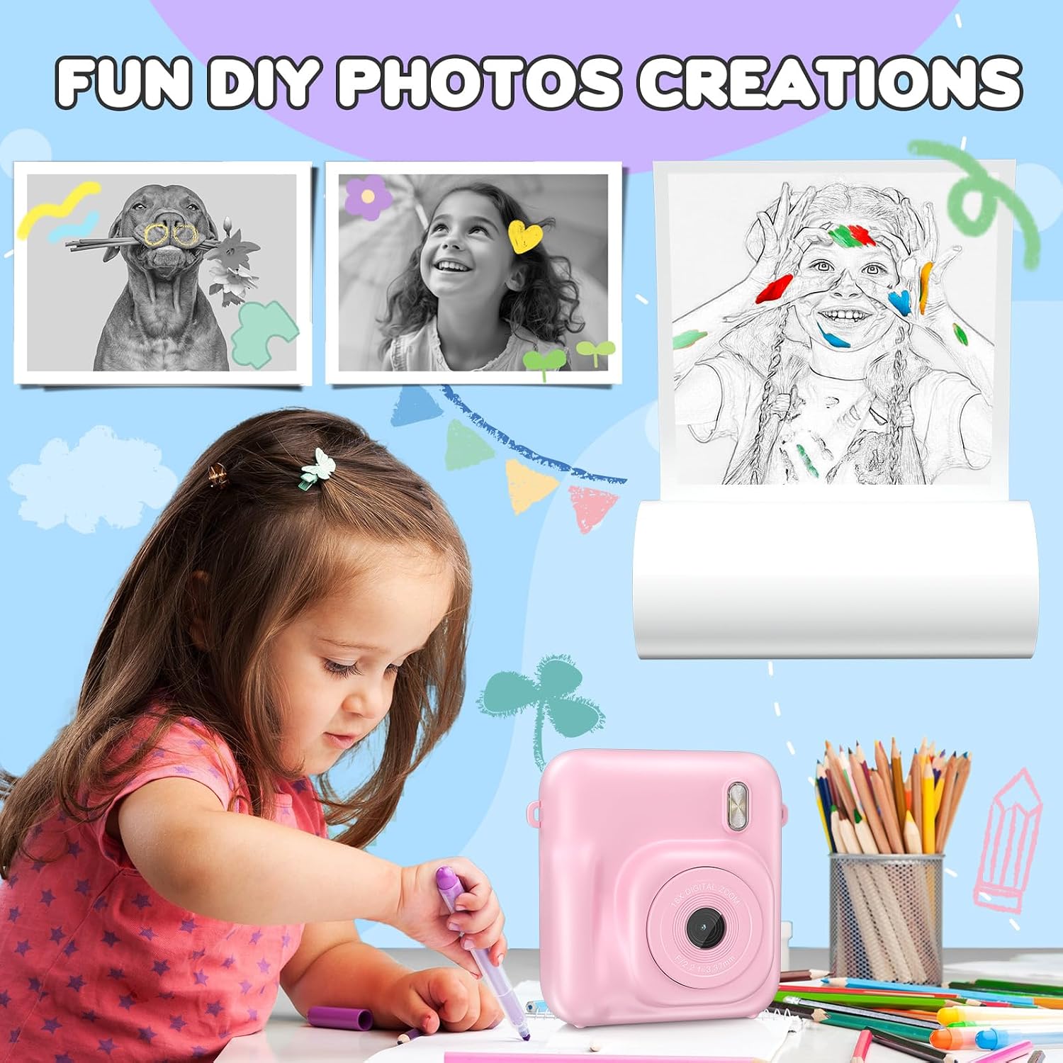 12 Rolls Kids Instant Camera Print Refill Paper- Photo Printer Thermal Paper Rolls, Christmas Birthday Gifts Instant Print Camera Refill Paper for Girls Boys image 4