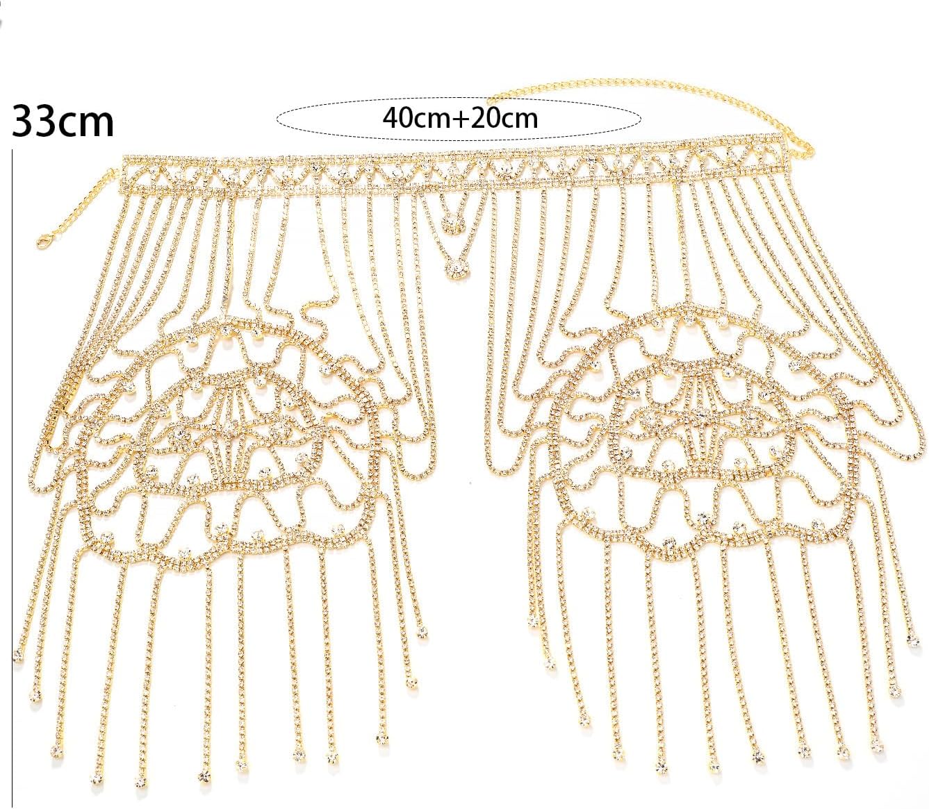 STONEFANS Bridal Rhinestone Shoulder Necklace Body Collar Jewelry Luxury Tassel Crystal Shoulder Harness Chain Wedding for Women