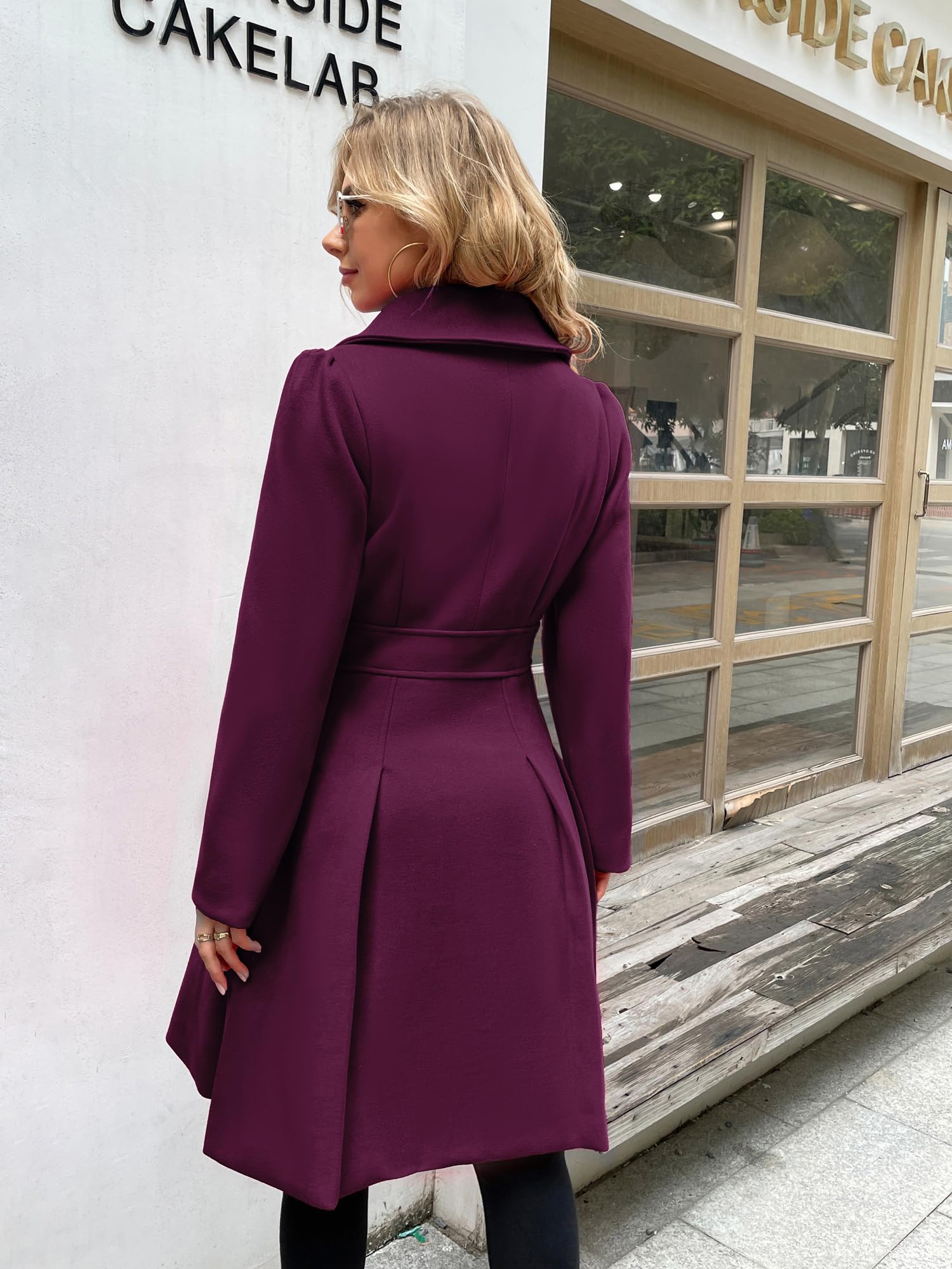 GRACE KARIN Femme Elégant Coat Manches Longues au Genou Manteau d'hiver à Revers A-line Chaud en Hiver