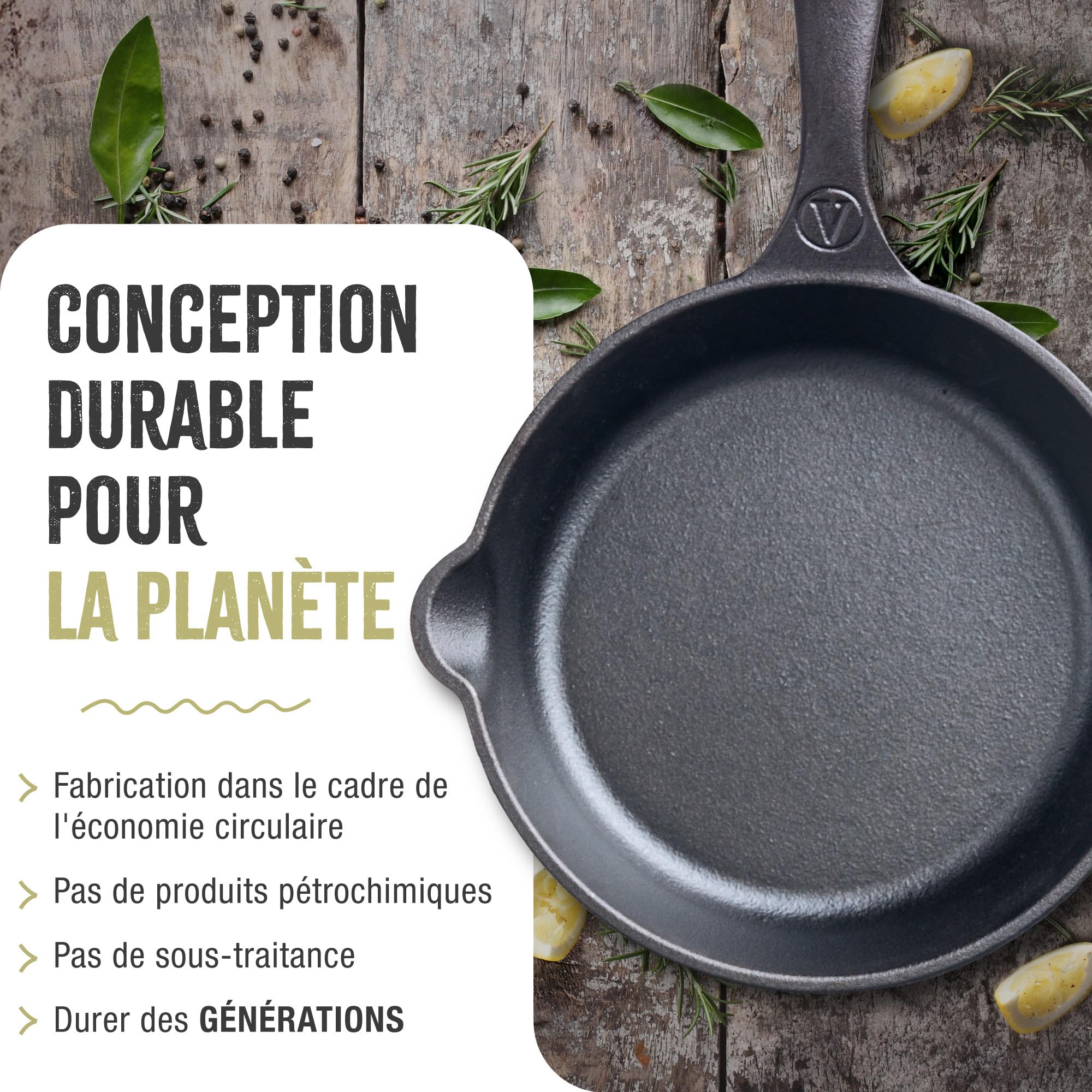 VICTORIA Poêle en Fonte Émaillée Induction 20cm, Convient pour le Feu, le Barbecue, le Four, la Plaque Vitrocéramique, le Gaz, Cast Iron Skillet sans Toxicité, sans PTFE ni PFOA