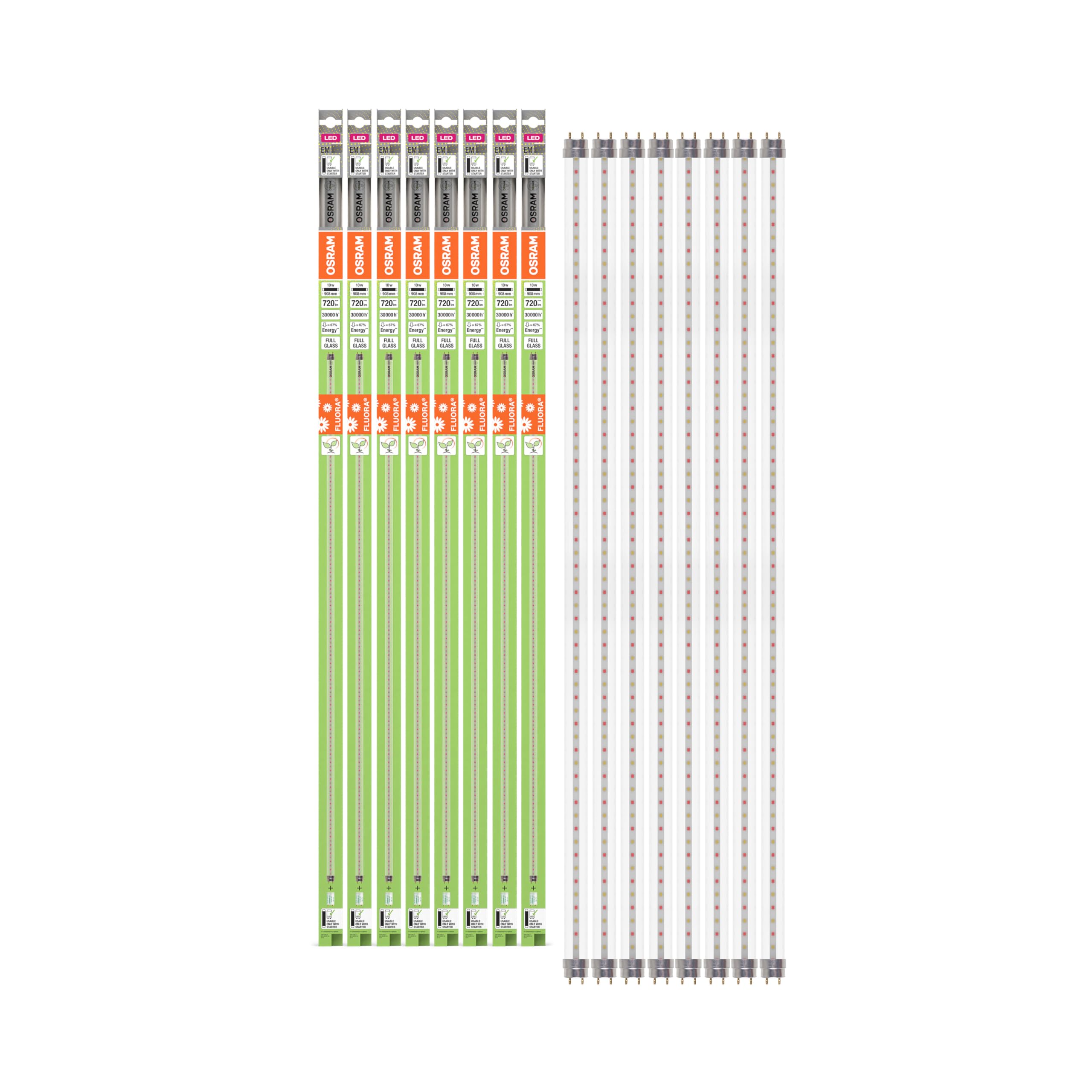Tube LED T8 EM Fluora Osram 900mm 10W pour croissance plantes x8