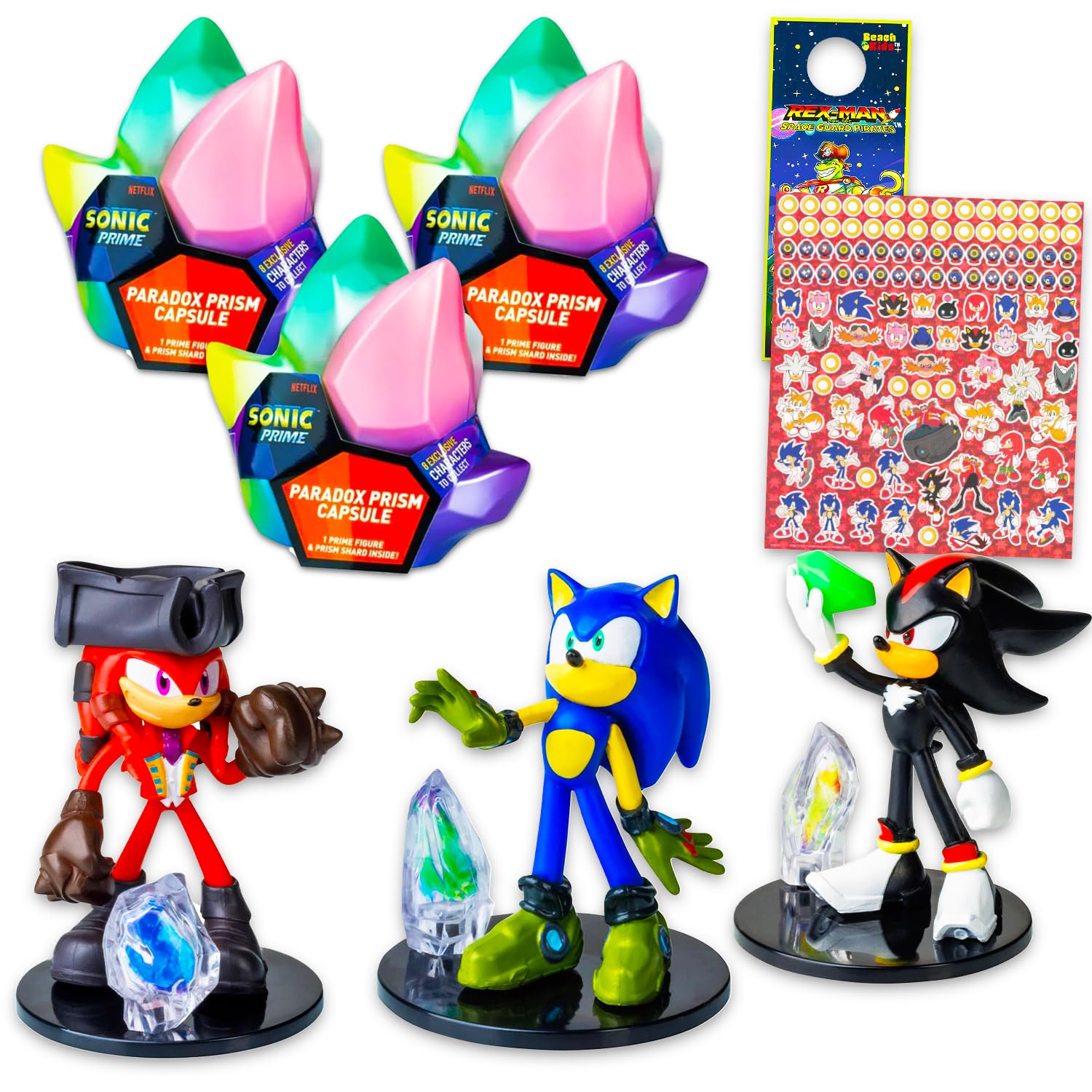 Sonic the Hedgehog Blind Box Party Favors 3 Pack – Bundle with 3 Mystery Capsules with Mini Figurines Plus Stickers | Sonic Action Figure Set for Kids, Boys, Girls