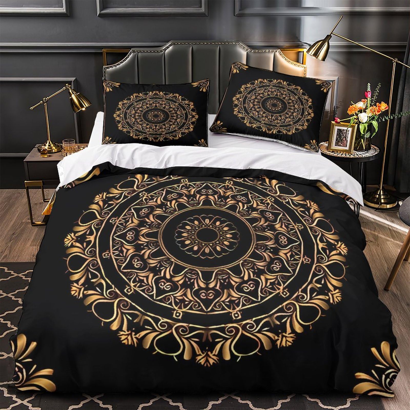 Parure de Lit King Floral 3D pour Chambre Adulte et Enfant